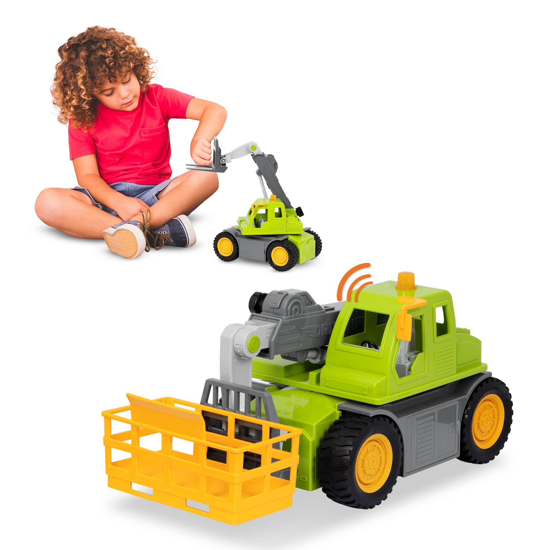 Driven by Battat – Large 17-Inch Toy Telehandler with Basket