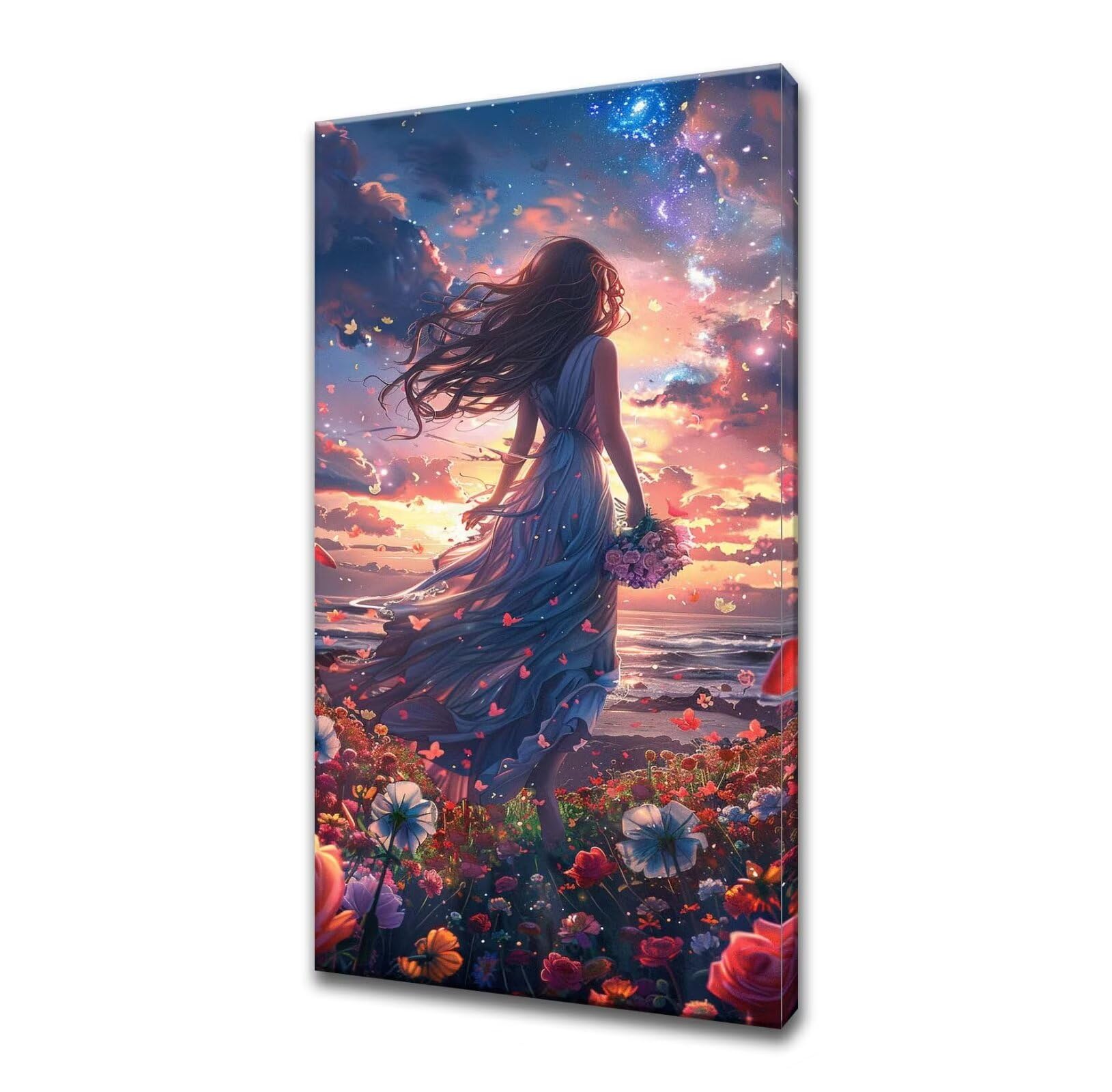 Diamond Art Woman,5D Diamond Painting Kits for Adults,Landscape Diamond Arts and Crafts Painting Pictures,Full Drill Round Rhinestone Embroidery Diamond Paintings for Home Wall Decor 50x100cm A-544