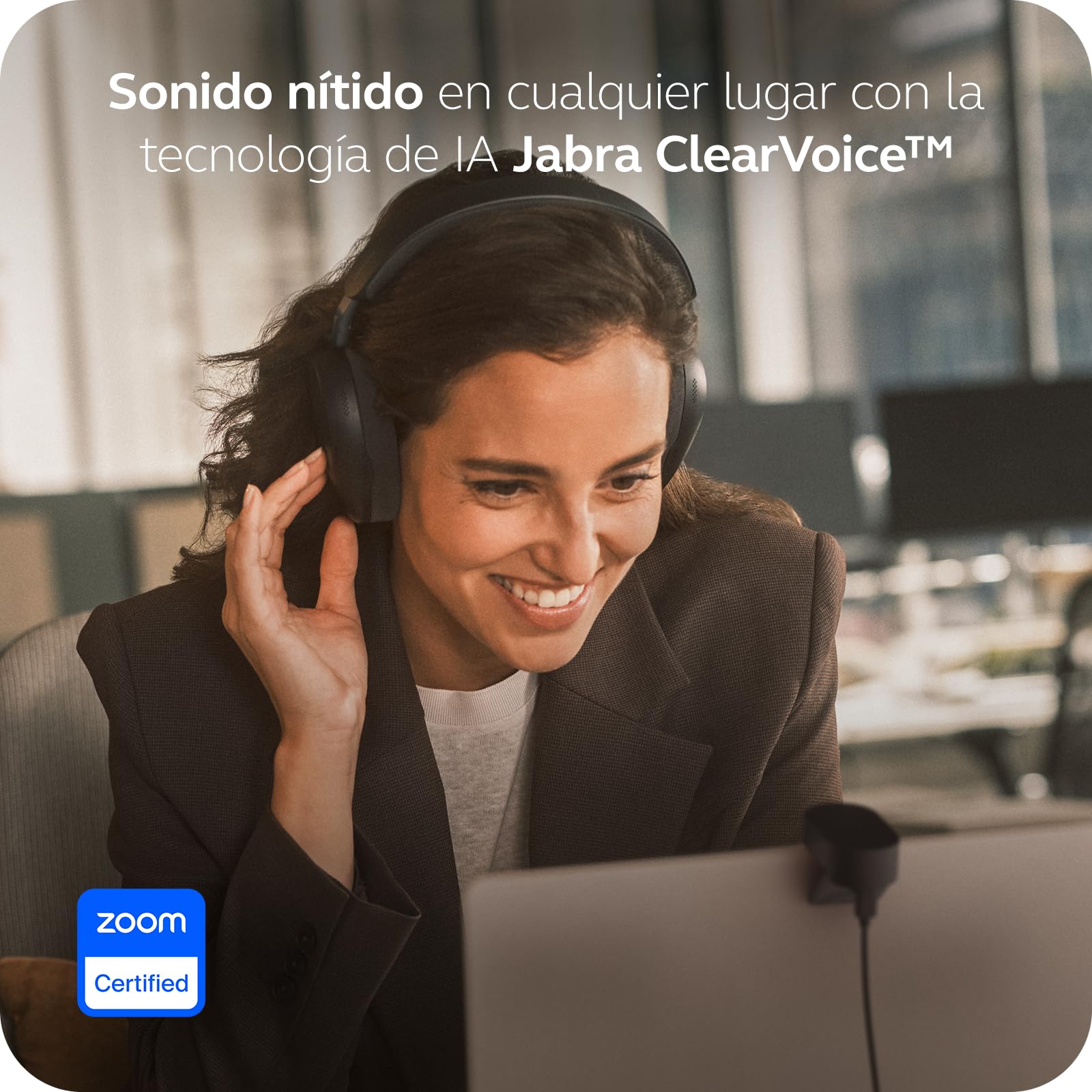 Jabra Evolve3 85 Auriculares Bluetooth Inalámbricos con Micrófono, Negro | Para el Trabajo, Adaptador USB-A, Llamadas IA, Cancelación Ruido Activa Adaptativa, 25h Batería, para Apps de Reunión
