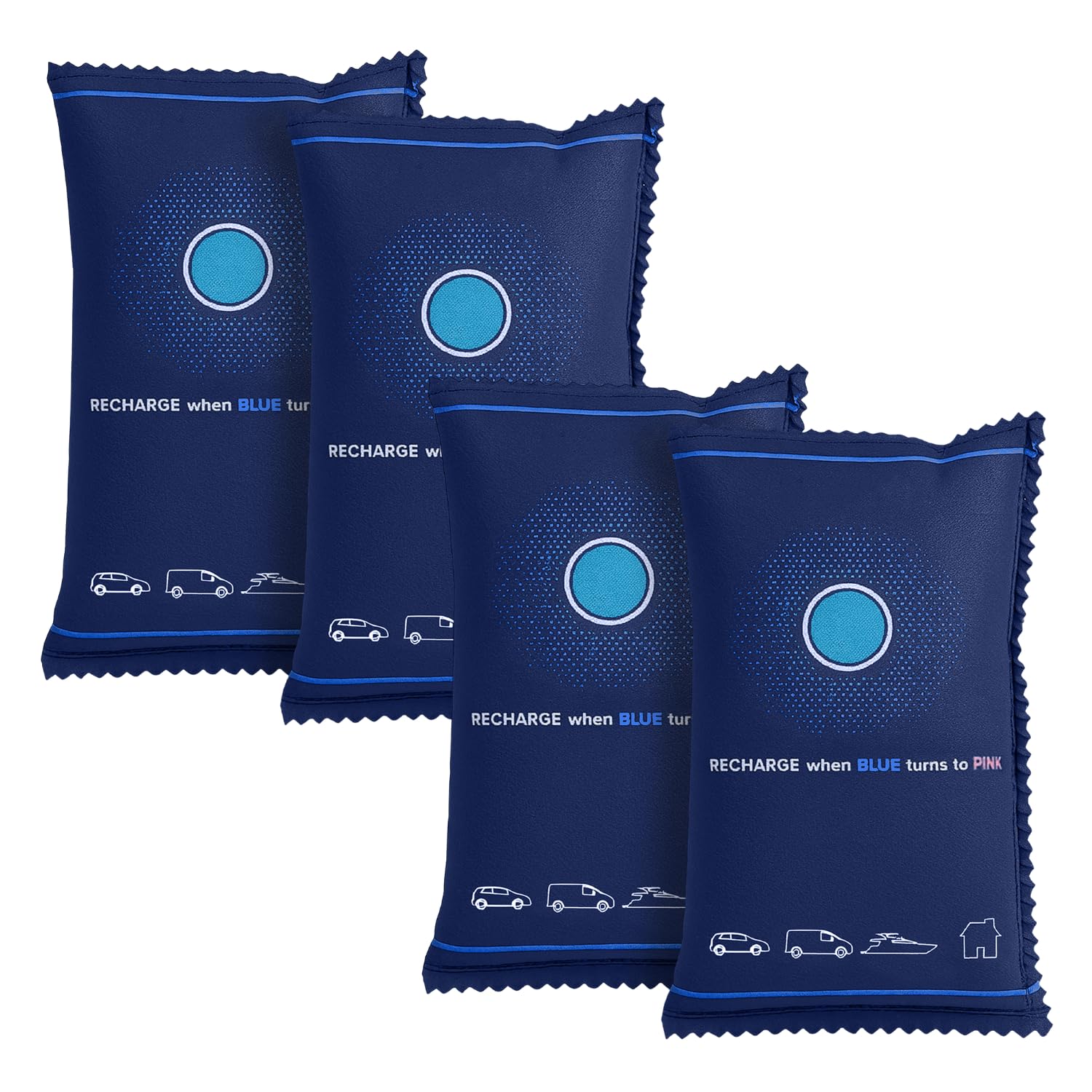 Quebec 350g Car Dehumidifier Bag | Moisture & Damp Absorber for Windscreens & Interior | 100% Leakproof, Reusable Dashboard Dehumidifier & Condensation Remover (Pack of 4)