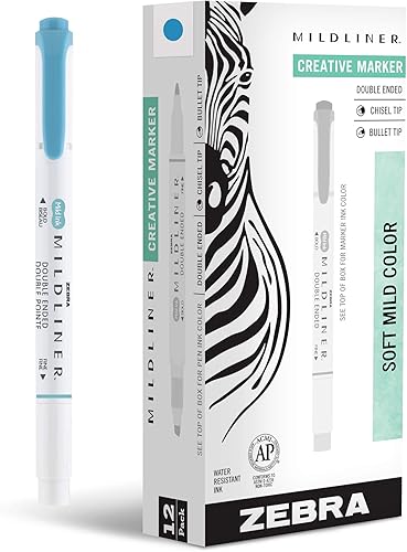 Zebra Pen Mildliner - Resaltador de doble punta, puntas gruesas y finas, Azul ahumado