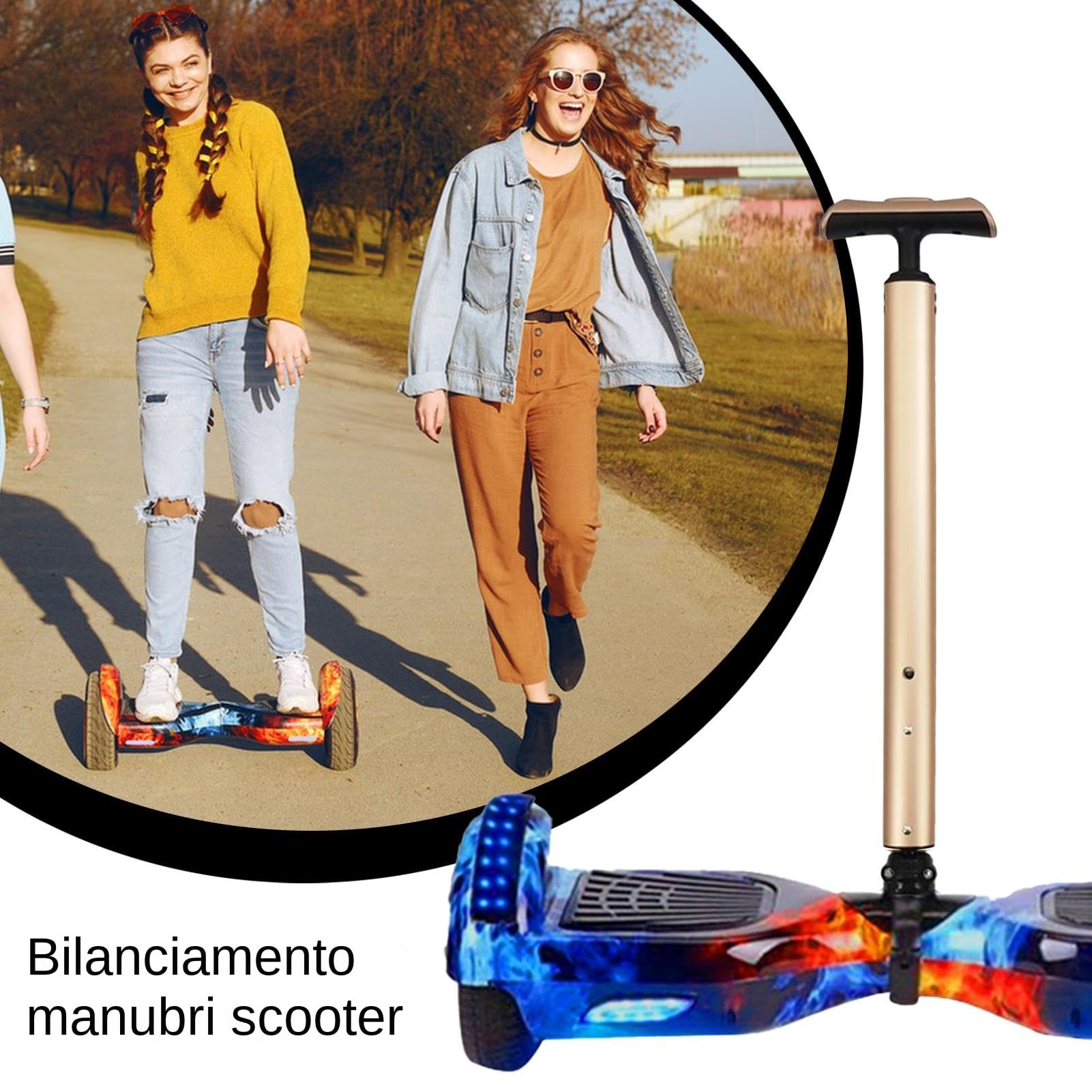 Manubrio per Hoverboard - Barra Manubrio in Lega di Alluminio - Accessori Sicurezza con Presa Antiscivolo per Principianti Monopattini Elettrici