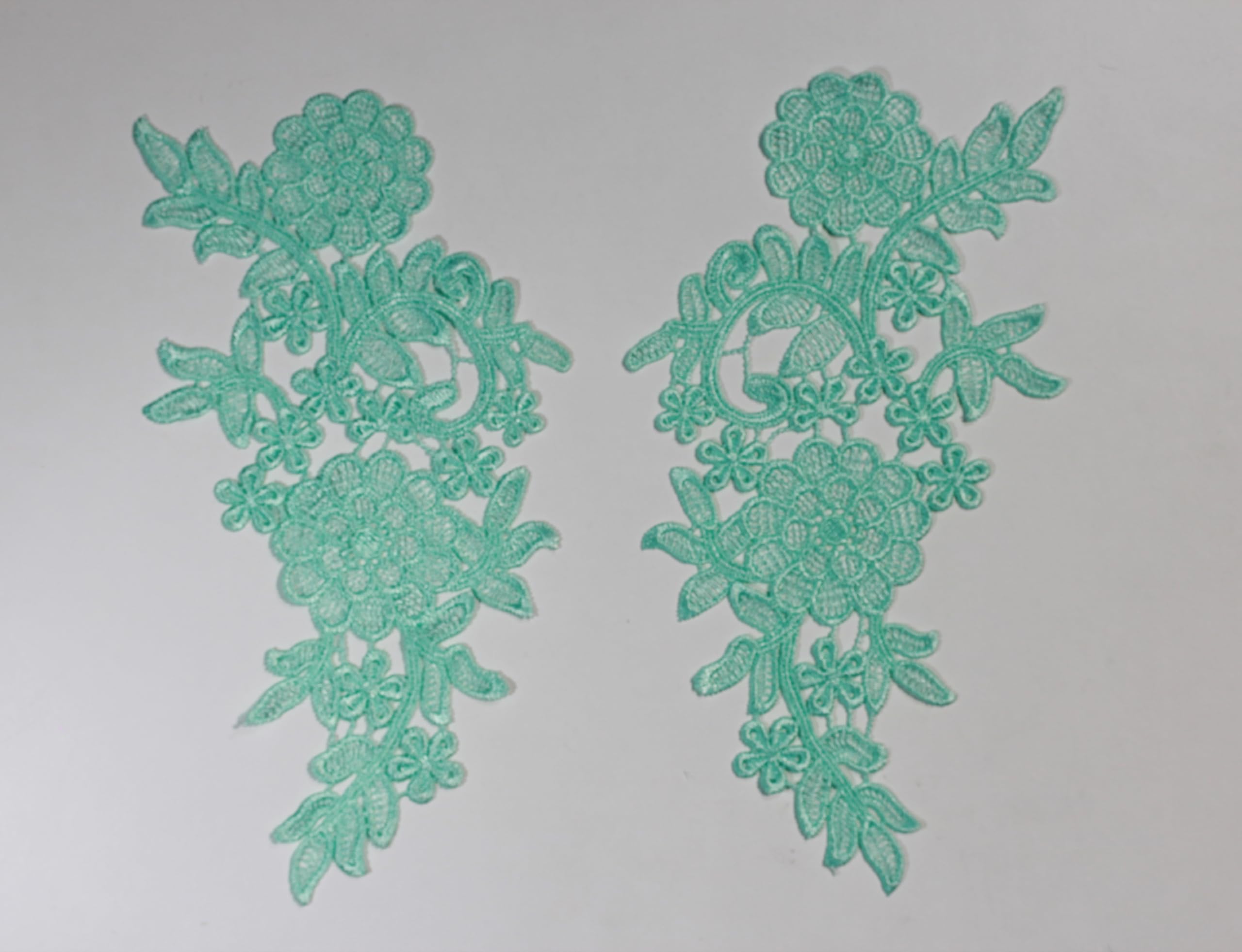 4 Pieces Floral lace Applique sew on Guipure lace Motif #5 (Light Green)