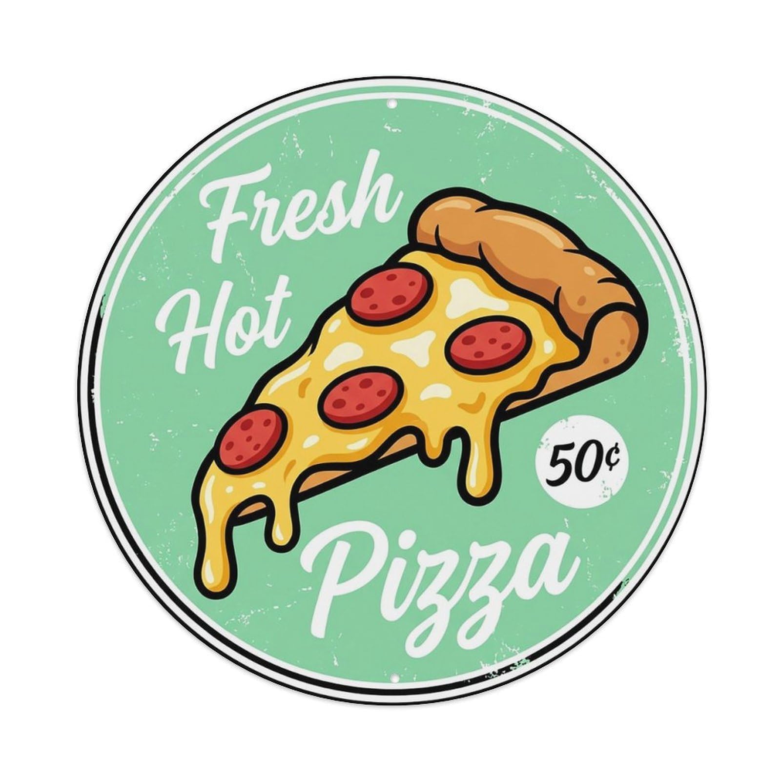 Huiyhb 8X8inch(20X20cm) Vintage Pizza Slice Italian Traditional Cuisine Mozzarella Metal Tin Sign