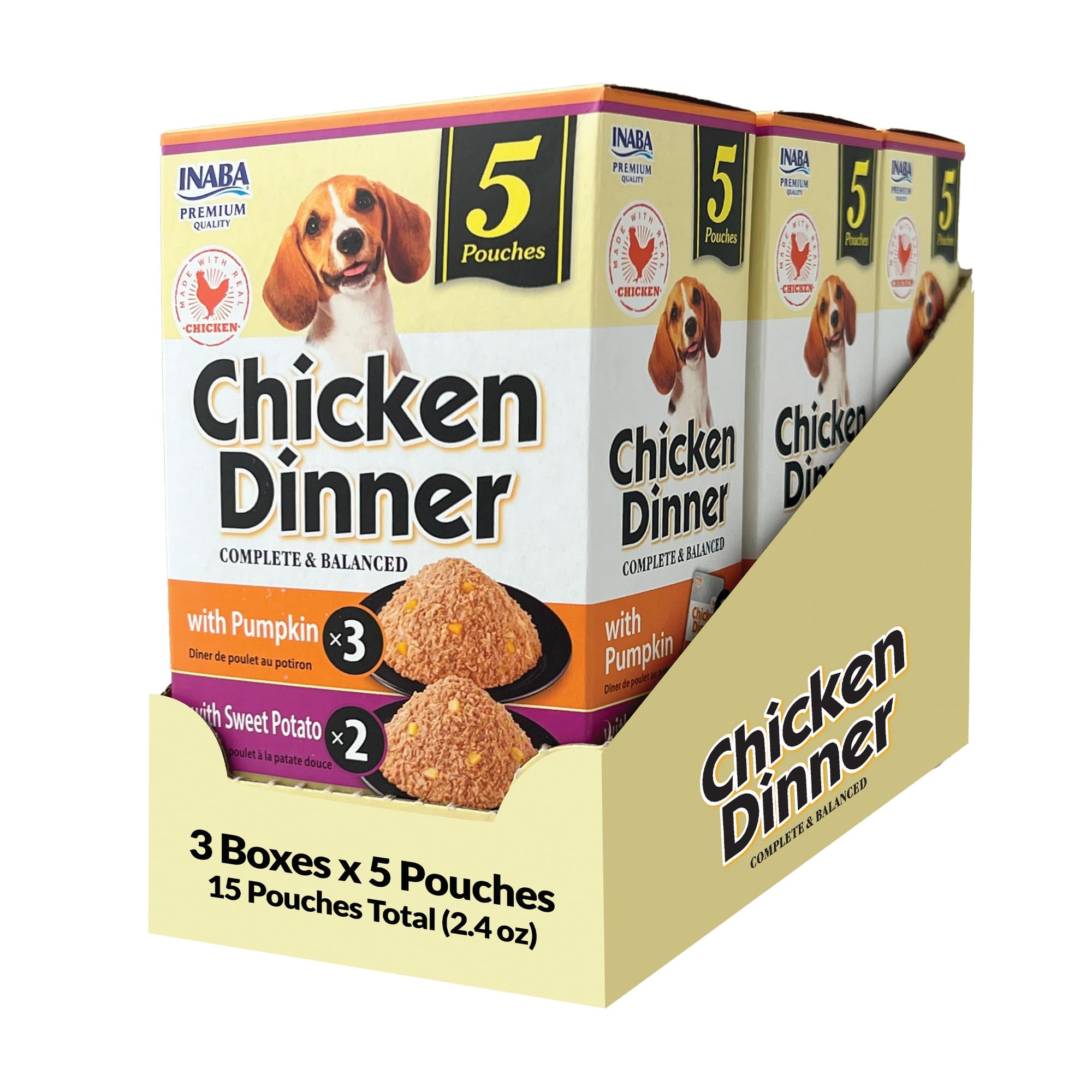INABA Chicken Dinner Wet Dog Food, Pumpkin Sweet Potato Variety, 15ct