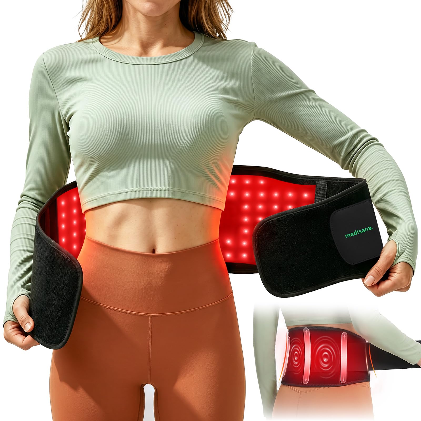 Photo 1 of Medisana Red Light Therapy for Body, Upgraded 3-in-1 Cordless Red Light Therapy Belt with 3-Mode Red Light, Vibration & Heating, Adjustable Fit 660nm/850nm Infrared Red Light Therapy for Back Pain