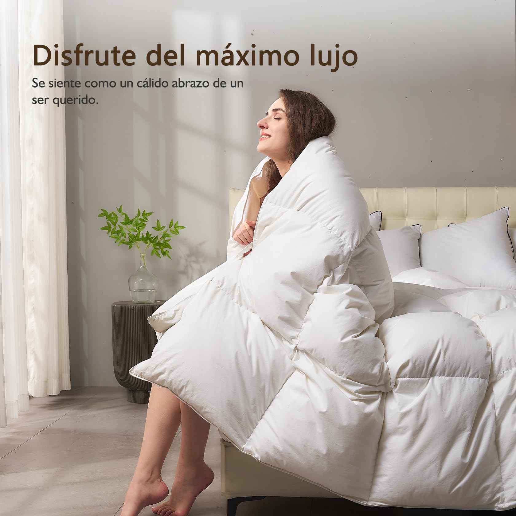 BPC Edredón de plumón de Lujo Cama 90，100% algodón orgánico Edredon nordico de Plumas para Invierno 155x220 cm, edredones ultrasuaves Hotel Collection Individual de Plumon, Oeko-Tex y RDS