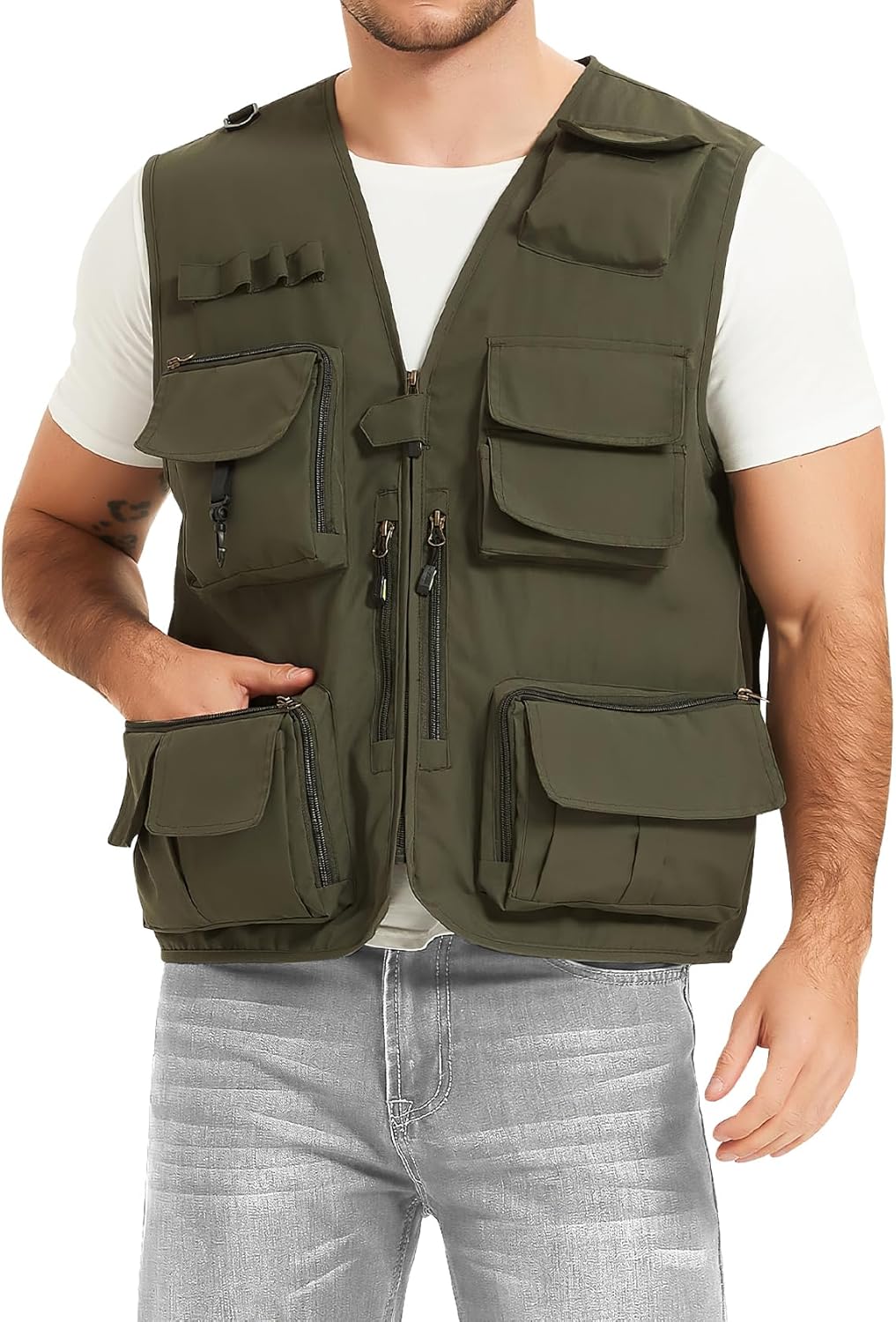 PEHMEA Men's Fishing Vest Utility Detachable Summer Vests with Pockets for Safari Travel Outdoor Work Photo Cargo Fly - Image 2