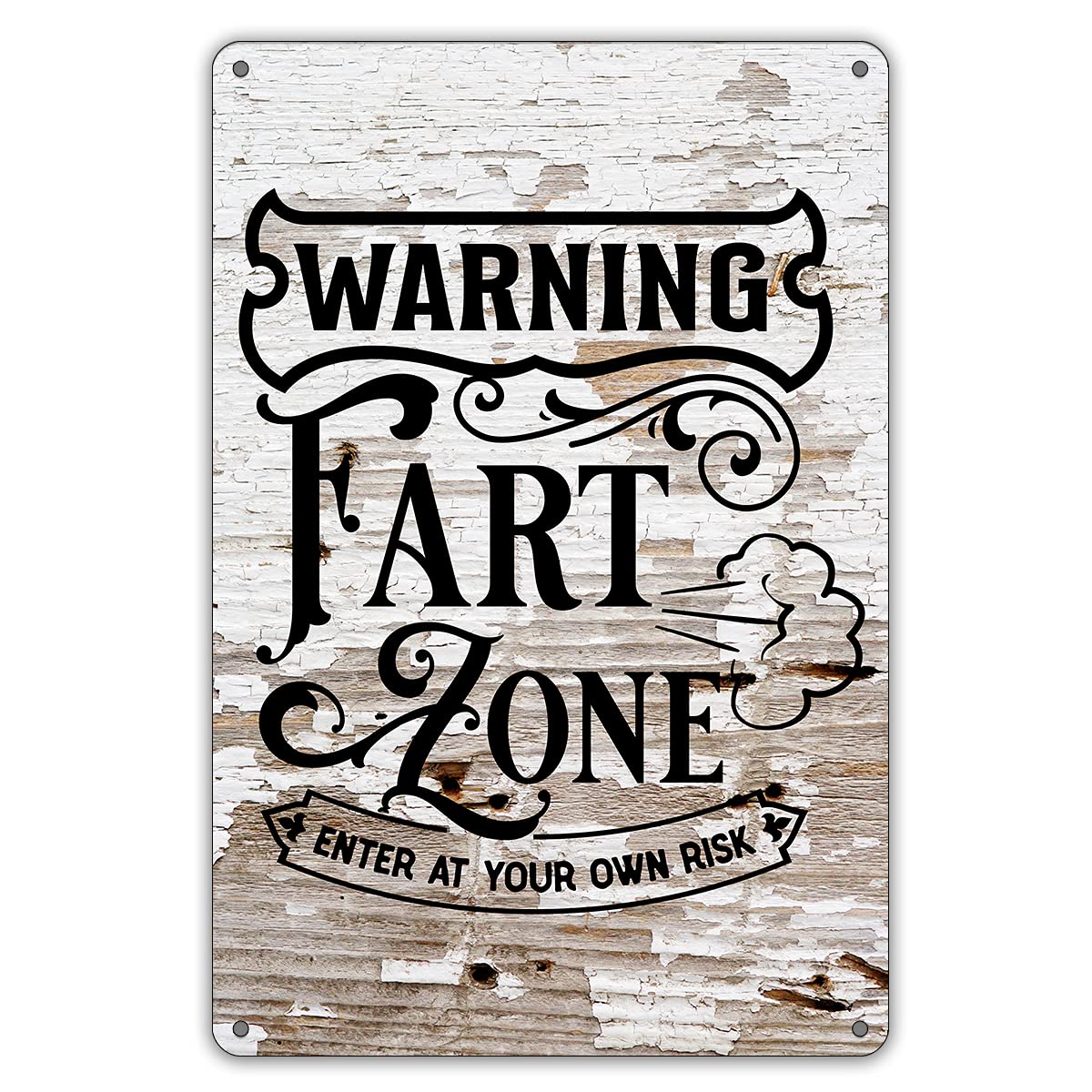 Retro Metal Tin Aluminium Signs Funny Quote Metal Tin Sign Wall Decor, Farmhouse Rustic Warning Fart Zone Sign for Home Garage Pub Decor Gifts 8x12inches