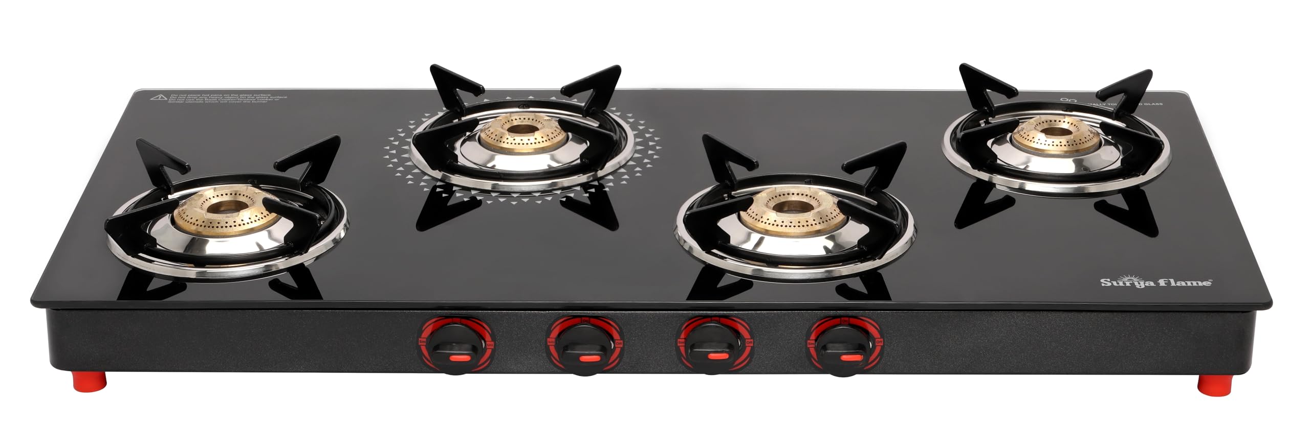 Surya Flame Smart Gas Stove Burner Glass Top LPG Gas Stove With Jumbo  Burner Unbreakable ABS Knobs Anti Skid Legs Rust Free Body Years