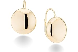 Italian 18K Gold Italian Made Ball Domed Leverback Earrings