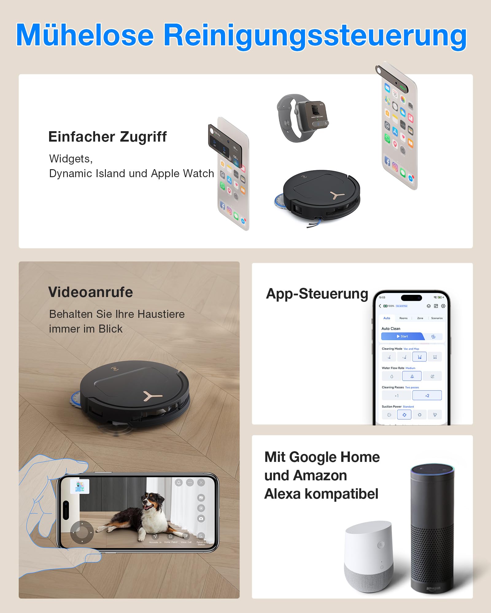 ECOVACS DEEBOT T50 PRO OMNI Gen3 Care kit Robot Aspirapolvere Lavapavimenti, Spazzola Lateral e Mocio a Estensione, 25000Pa, AIVI 3D 3.0, Detergente Automatico, Lavaggio a 75°C, Asciugatura, Nero