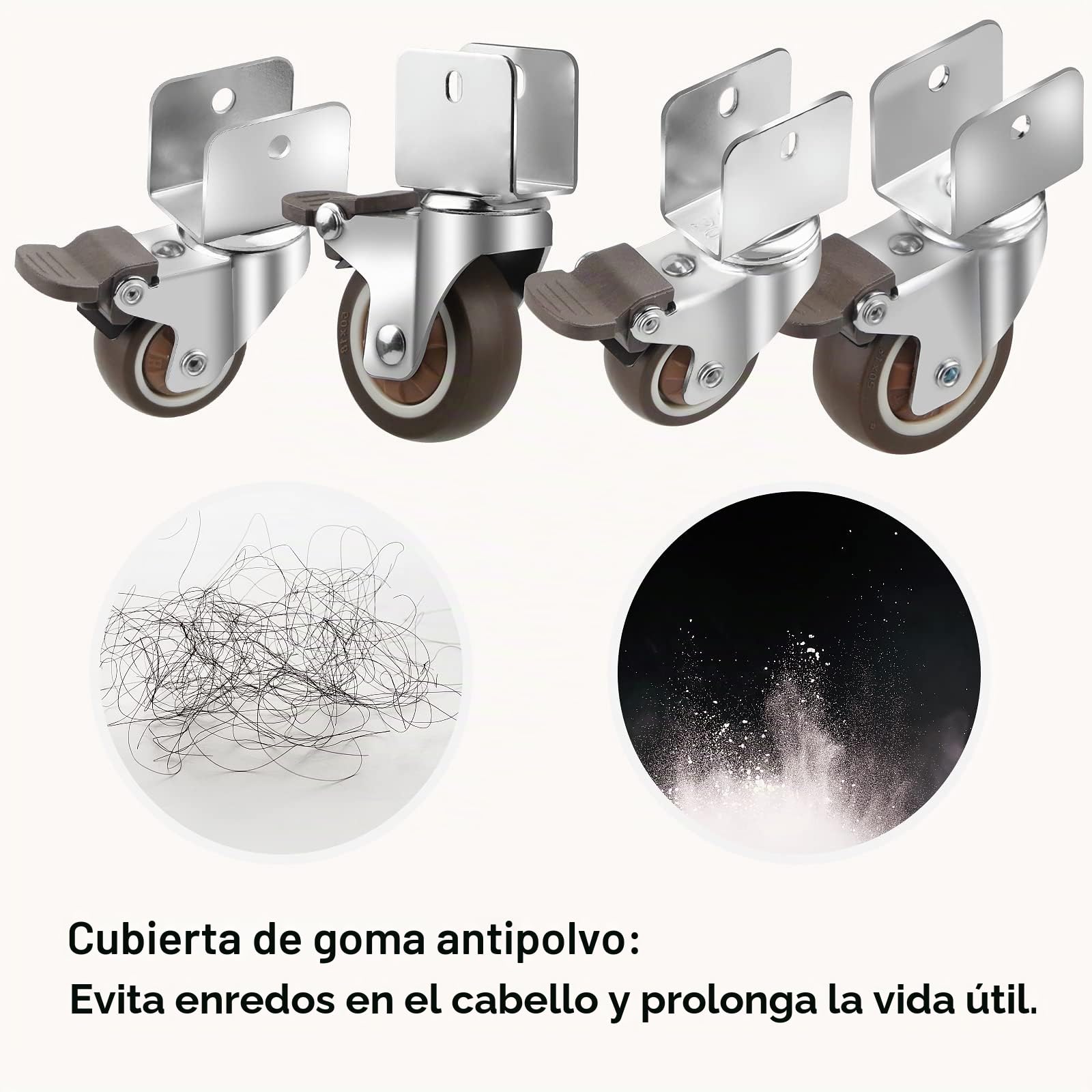 CPROSP 4 Redas para Cuna Ruedas con Freno en U φ38mm, Soporte Hasta 60KG, Ruedas Giratorias Silencio, 20MM Apertura