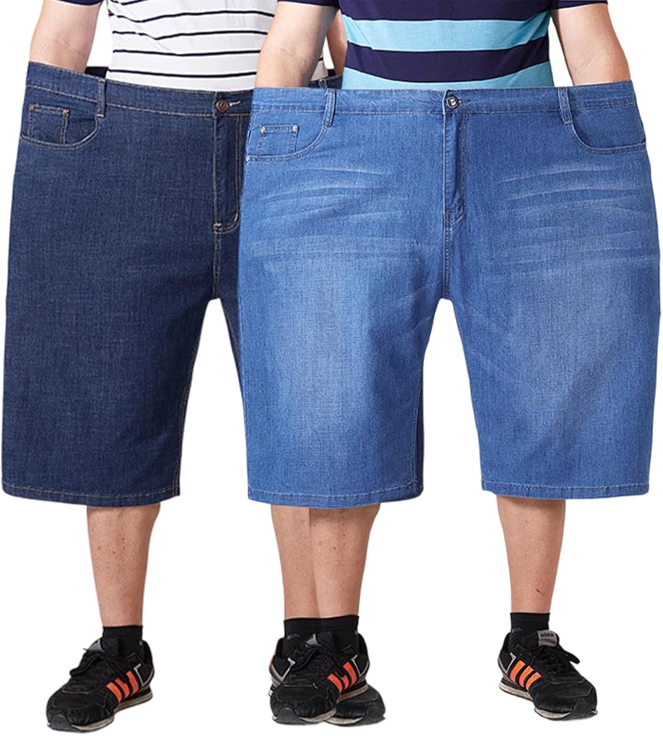 XYGJZ Jean Shorts for Men Strech Big and Tall Relaxed Loose Fit Straight Leg Baggy Denim Shorts Big Size 30-56