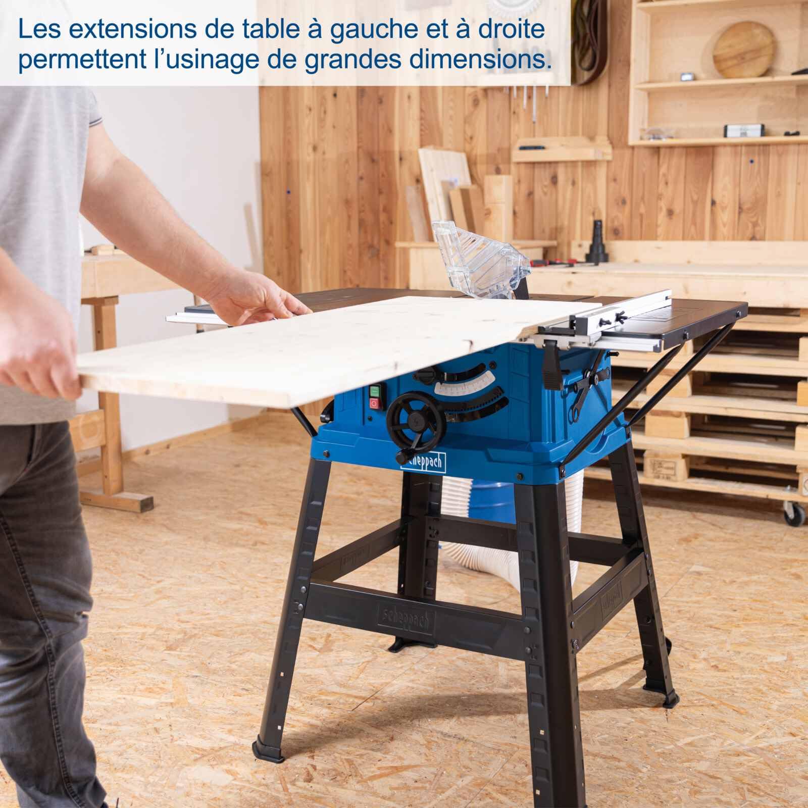 Scheppach Scie circulaire de table HS254 – 240 V – 2200 W – Support inclus | Diamètre de scie Ø 254 mm – Hauteur de coupe 85 mm – Démarrage progressif