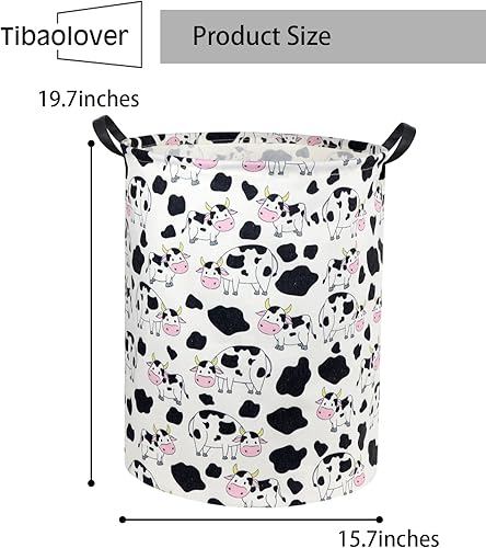 Miniatura 6 de Cesta de lavandería con estampado de vaca, cesta de lavandería para bebé, cesta de lavandería para niños y niñas, lindo contenedor de almacenamiento