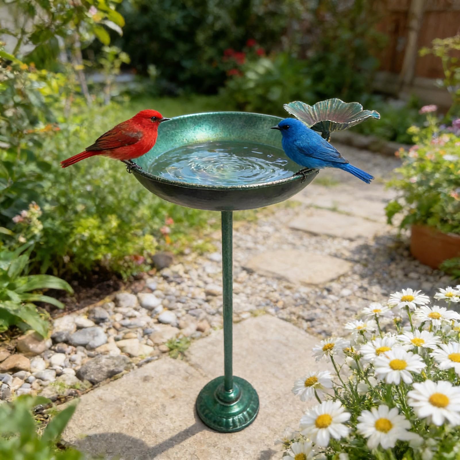 Baignoire et mangeoire en métal avec motif lotus pour décoration de jardin, cour, pelouse