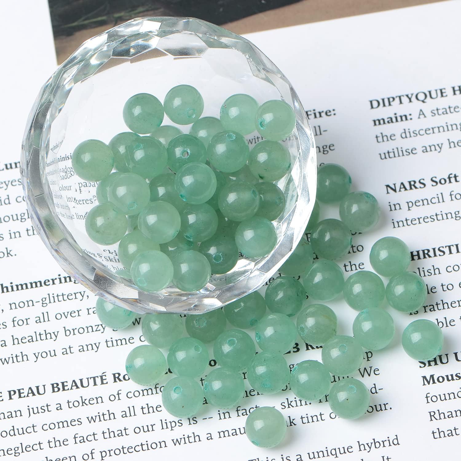 AD Beads 8mm Natural Round Loose Beads 110 Pieces, for Making 108 Mala Prayer Beads Necklace, Bracelet & Yoga Meditation, Jewelry Design (Green Adventurine) - Image 2