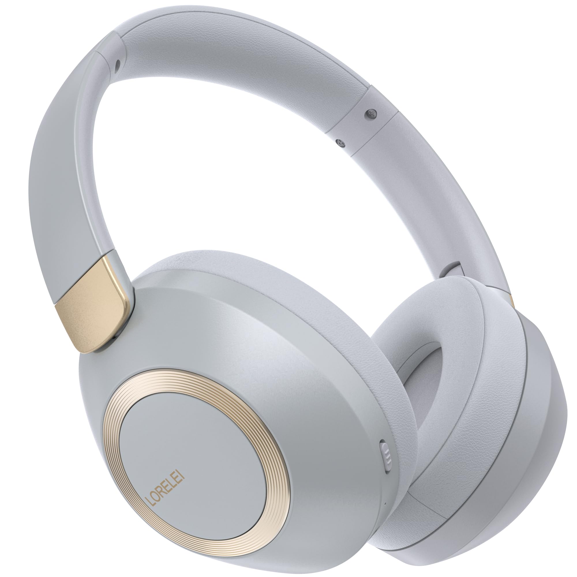 LORELEI B-C6 Wireless Over Ear Headphones, 50H Playtime Foldable Lightweight Bluetooth Headsets, Deep Bass, Built-in Microphone, Memory Foam Earmuff, for Travel, Home Office (Smoke Gray)