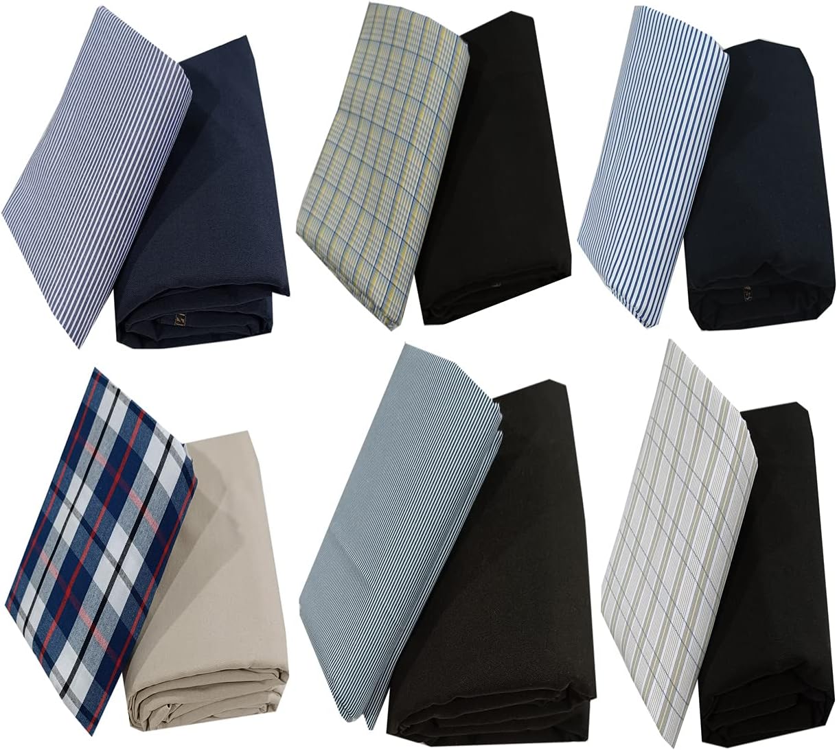 Fabrics Men's Combo of Unstitched Poly Cotton Shirt and Trouser Fabric Set - Gift Pack (Multicolour_Free Size)-Set Of 6