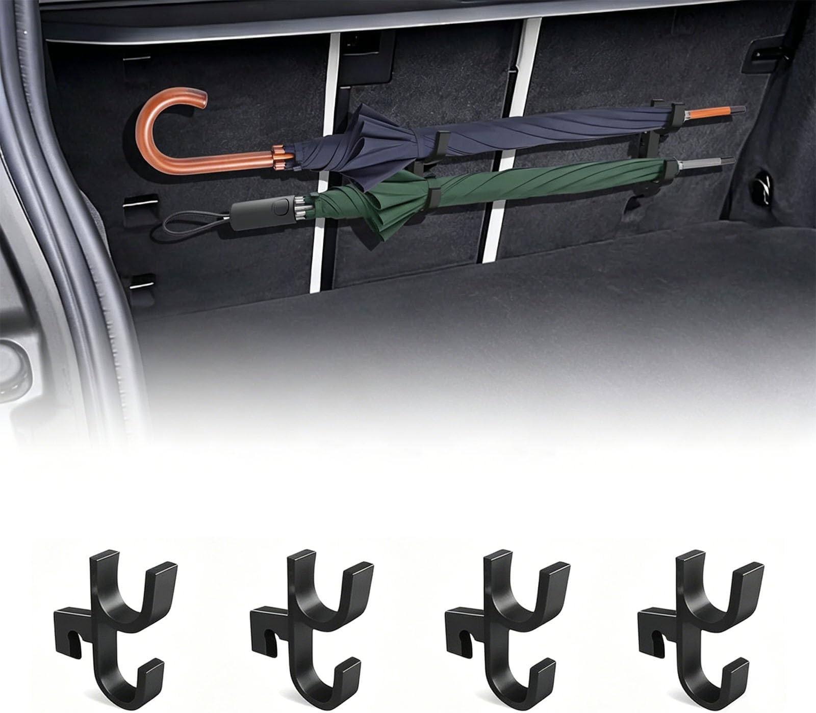 Car Boot Umbrella Hook for Renault Kangoo 3 2021-2025 2026, 4 Pcs Umbrella Holder Clip Storage Organizer Hanger Accessories