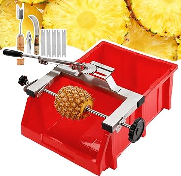 Pineapple Skin Peeling Tool,Pineapple Peeler kit with Stainless Steel Pineapple Skinner&V Shape Pineapple Tool&Pineapples Eye Peeler&Knife&Blades,Make Ready-to-eat Chunks of Pineapple