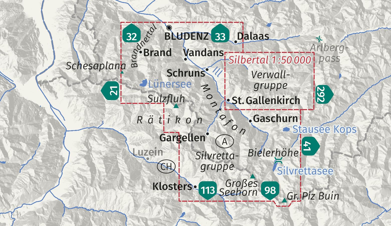 KOMPASS Wanderkarte 032 Montafon, Brandnertal, Gargellen, Bielerhöhe, Silvretta 1:25.000: Wander- und Fahrradkarte in einem - inklusive ... Radwege. Skitouren. Langlaufen. Reiten.