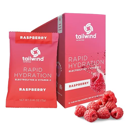 Tailwind Nutrition Hidratación rápida, electrolitos y polvo de hidratación, vitamina C y sal marina para ejercicio, frambuesa, paquete de 12 barras