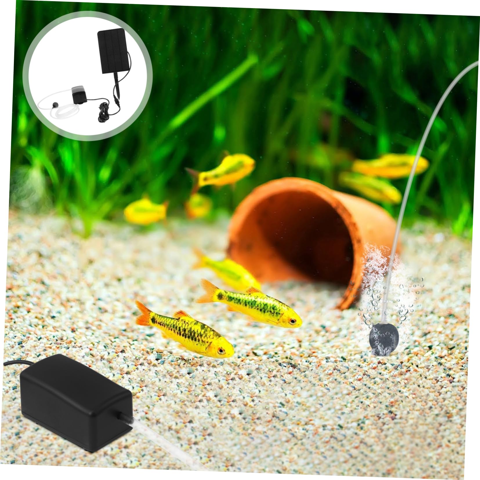 HEMOTON 2 Pezzi Pompa ad solare di pompaggio solare pompa solare dell'acquario portatile aeratore per acquari pompa di aerazione solare cristallo di silicio