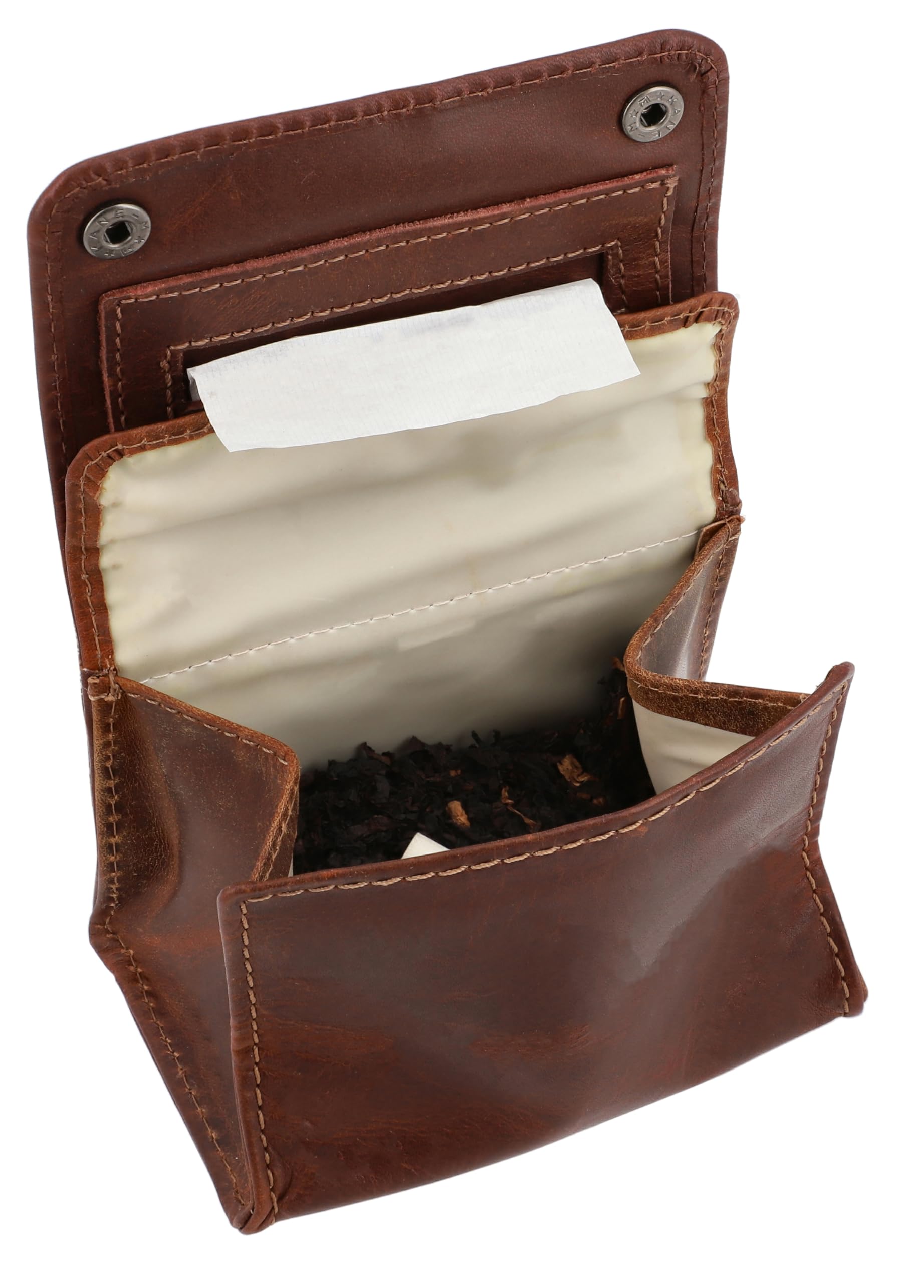 Gusti Bolsa de Tabaco - Lutz Curtido vegetal Bolso de tabaco de liar de Caucho natural Accesorio Marrón Oscuro Cuero