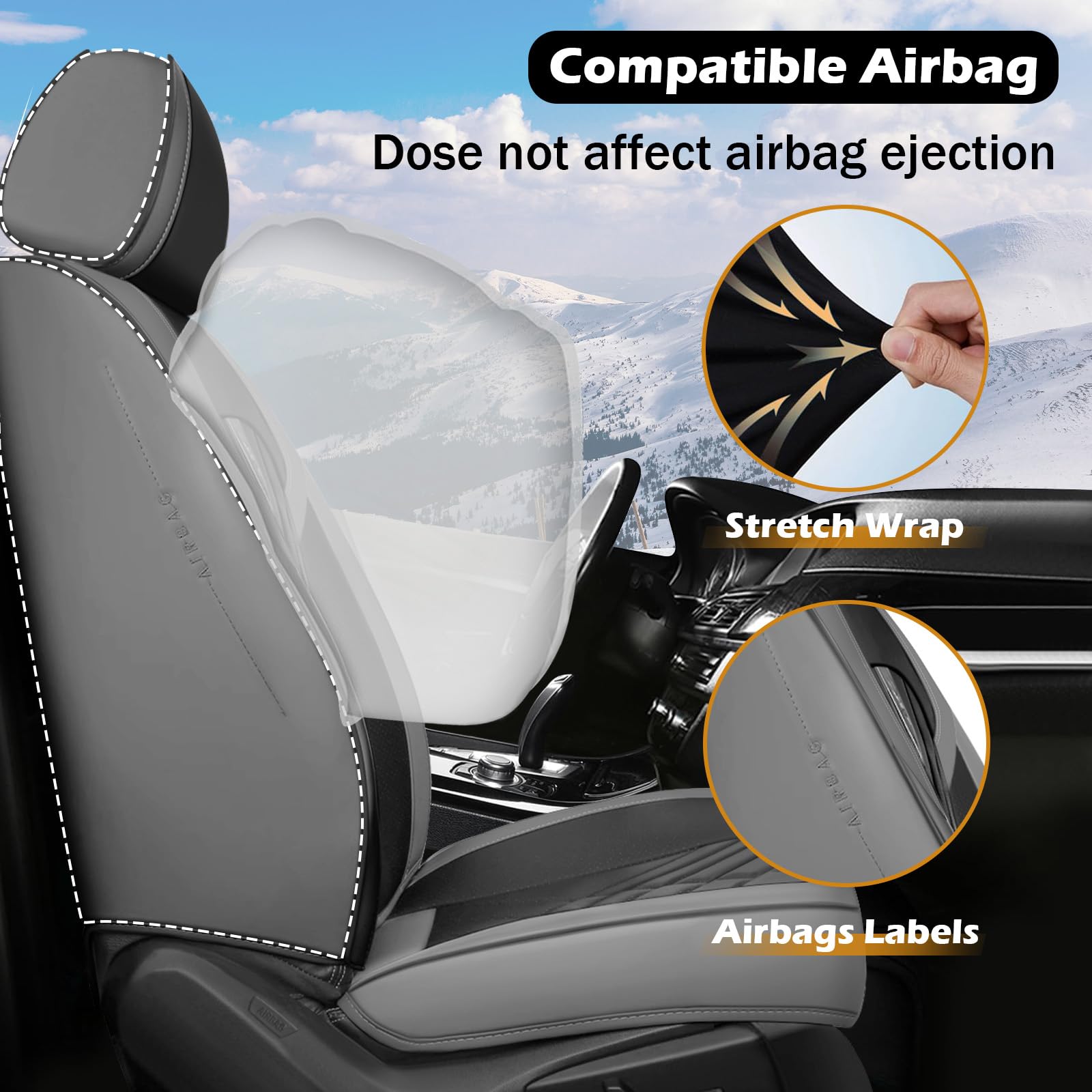 JYDJ Car Seat Cover for Chevy Camaro 2000-2024, Comfortable, Durable Leather Seat Cover, All Weather Sports Automotive Interior Accessories(Luxury 2 Seats, Grey Black)