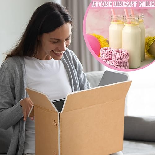 Miniatura 5 de Paquete de 6 cajas de envío aisladas para envío de alimentos congelados, cajas de envío frías de papel de aluminio grande, kits de mudanza para