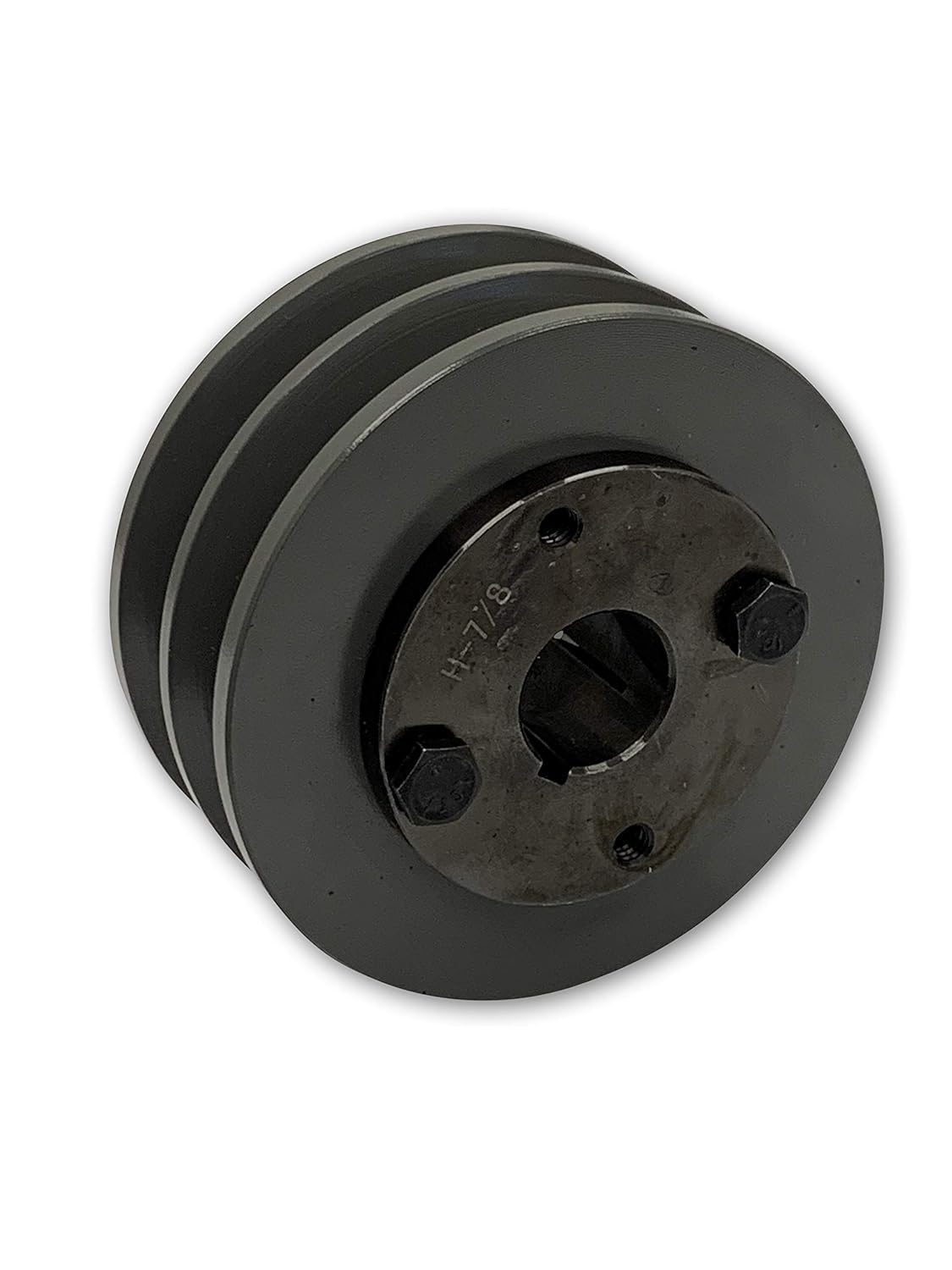 Double Groove 8.75 Cast Iron Electric Motor H Pulley/Sheave, Bushing Included, for 5/8 Top Width B/5L/BK/5LK Section V Belt, 2 Groove Pulley (7/8 Shaft / 0.875 Bore, 2BK90H)