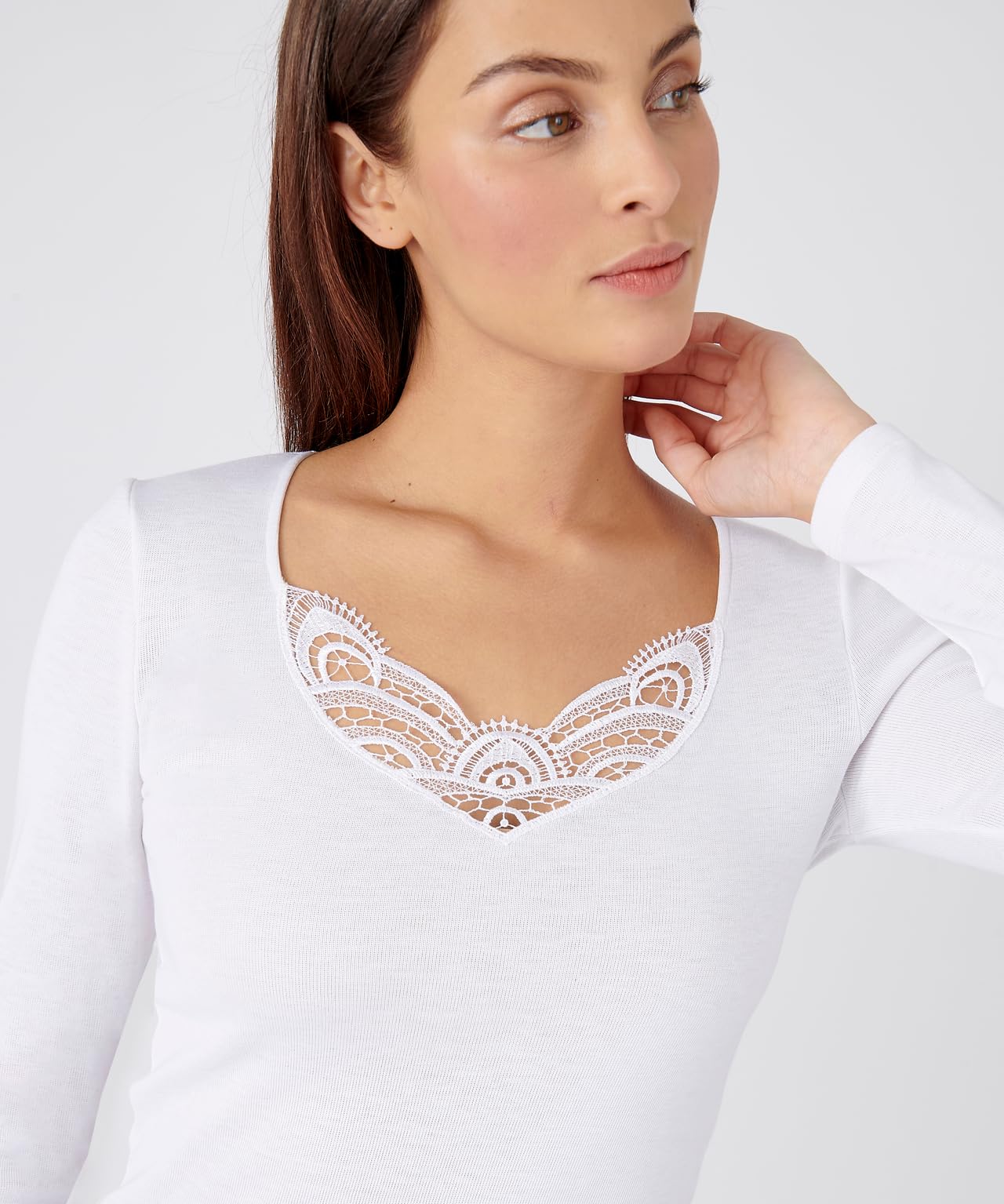 T-Shirt Manches Longues Fine côte Guipure Thermolactyl