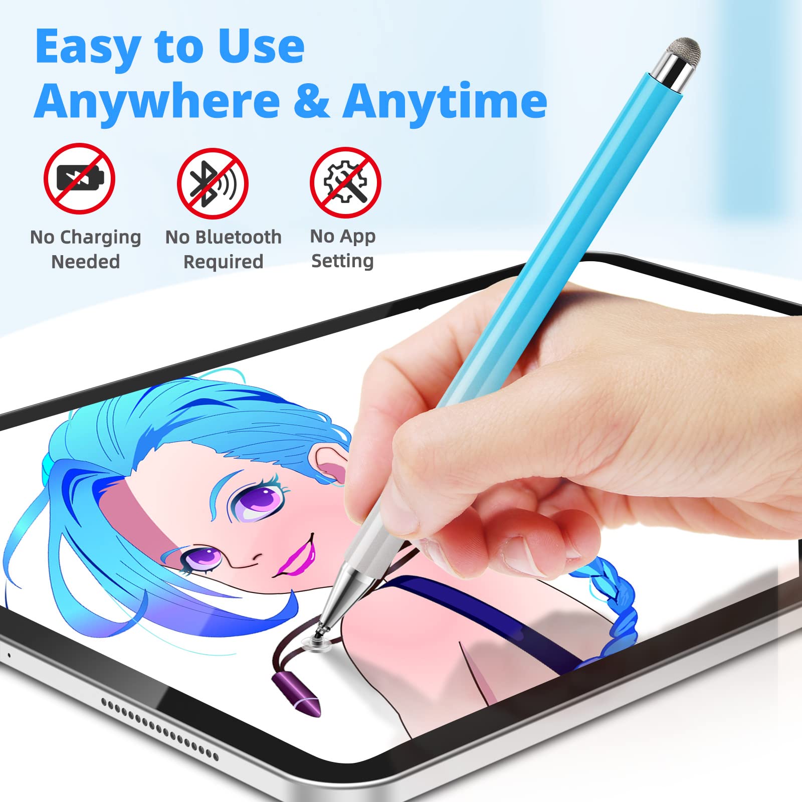 Stilo capacivo in fibra e tessuto ad alta sensibilà 3-in-1 penna Touch Screen universale a 3 punte per tutti i telefoni cellulari AXFY  7