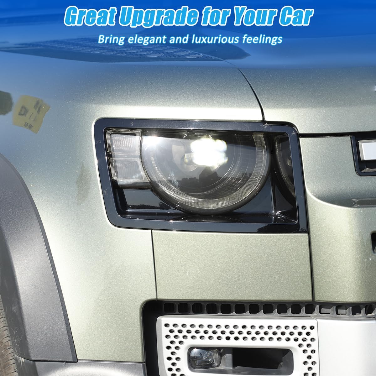 ABS Car Headlight Protection Cover Compatible with Land Rover Defender 90 110 130 2020-2024 Auto Front Headlight Decorative Protection Trim Cover