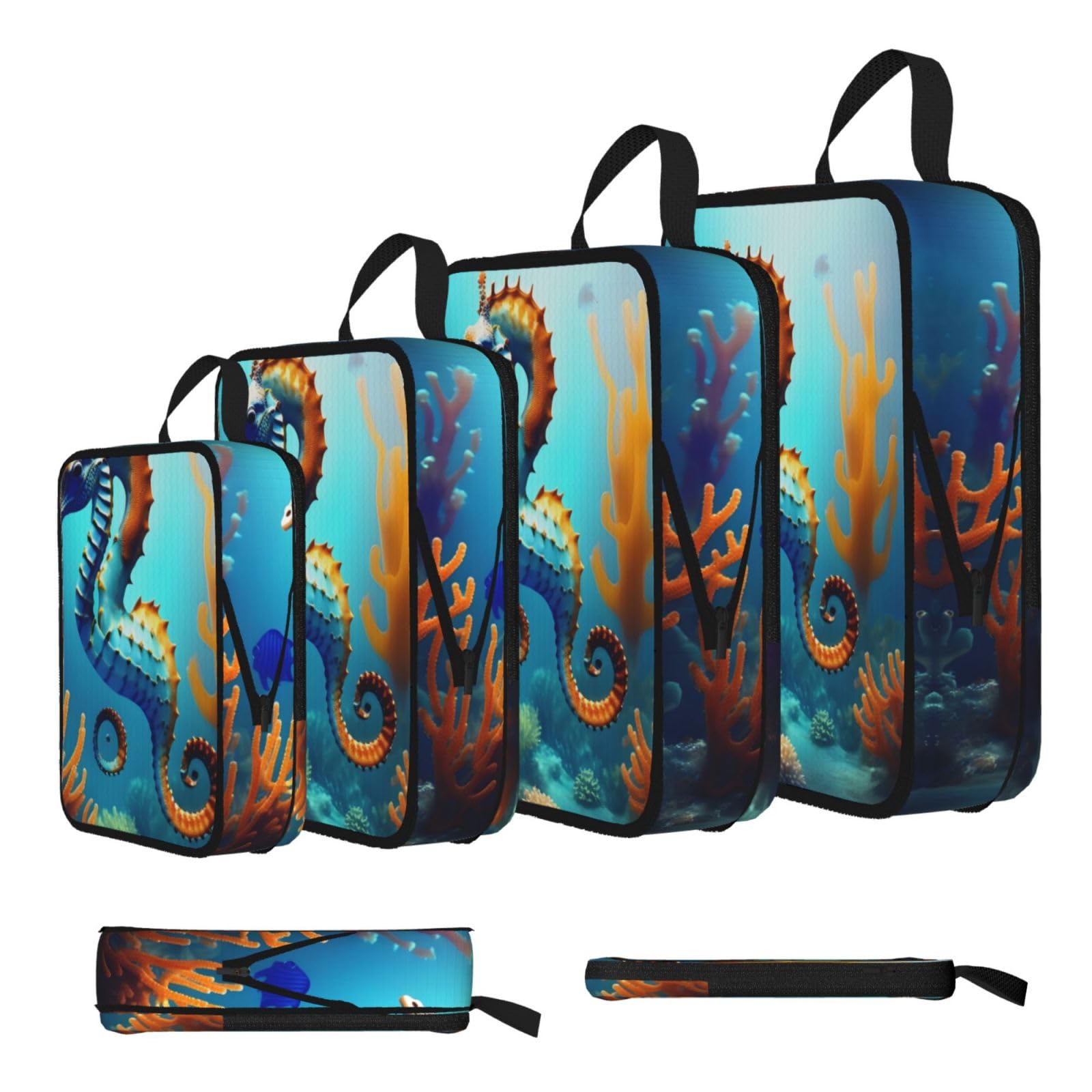 Seabed coral seahorse Compression Packing Cubes 4 Piece Set