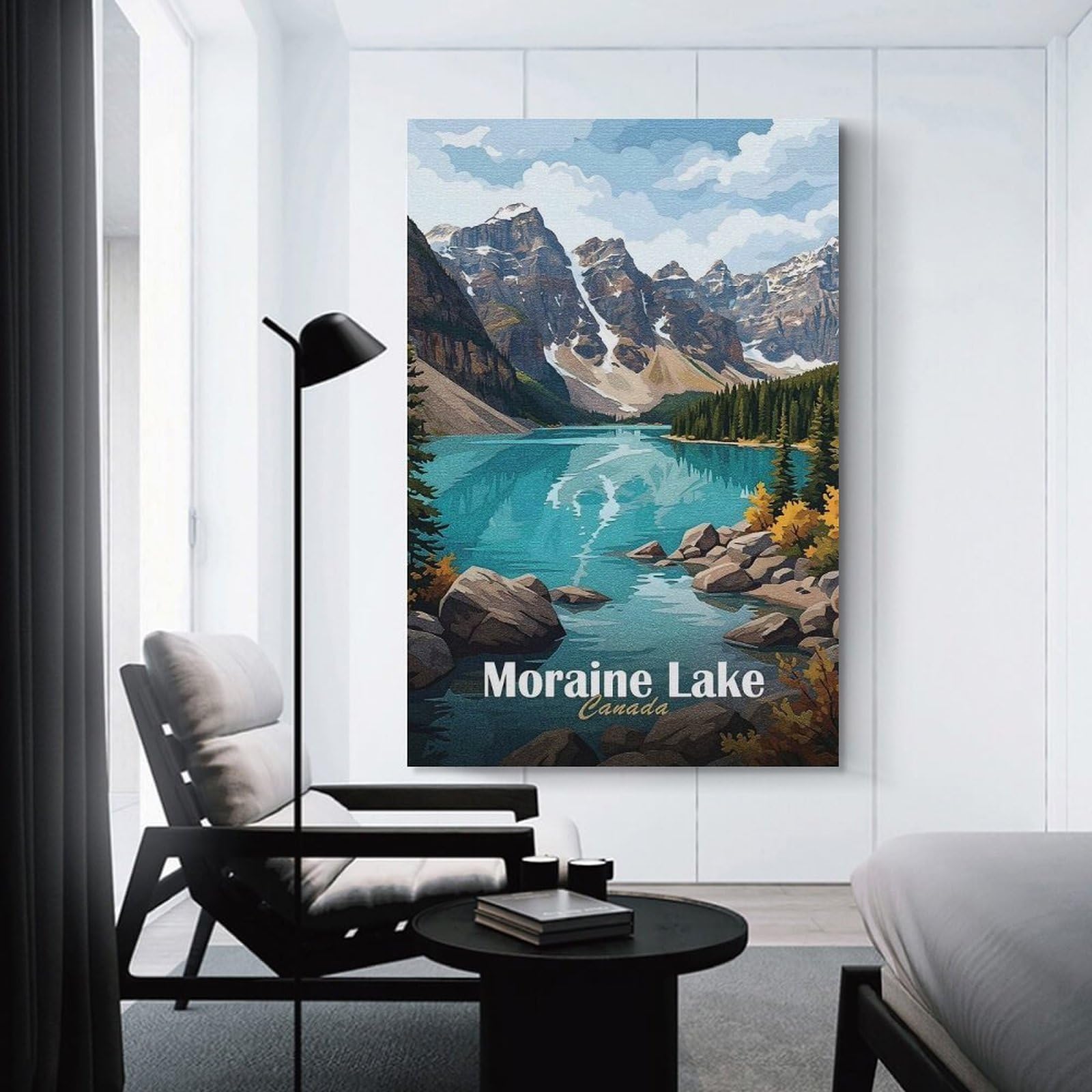 Junmoney Moraine Lake Canada Landscape Art Wall Picture Print 24x36inch(60x90cm), for Lounge Decor, Offices Or Entryway Styling, A Flexible Wall Accent for Shared Spaces