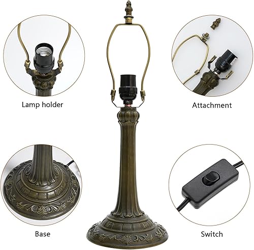 Miniatura 4 de Tiffany - Lámpara de mesa de vidrieras de 12 x 12 x 18 pulgadas, luz de lectura para escritorio, decoración junto al dormitorio, sala de estar,