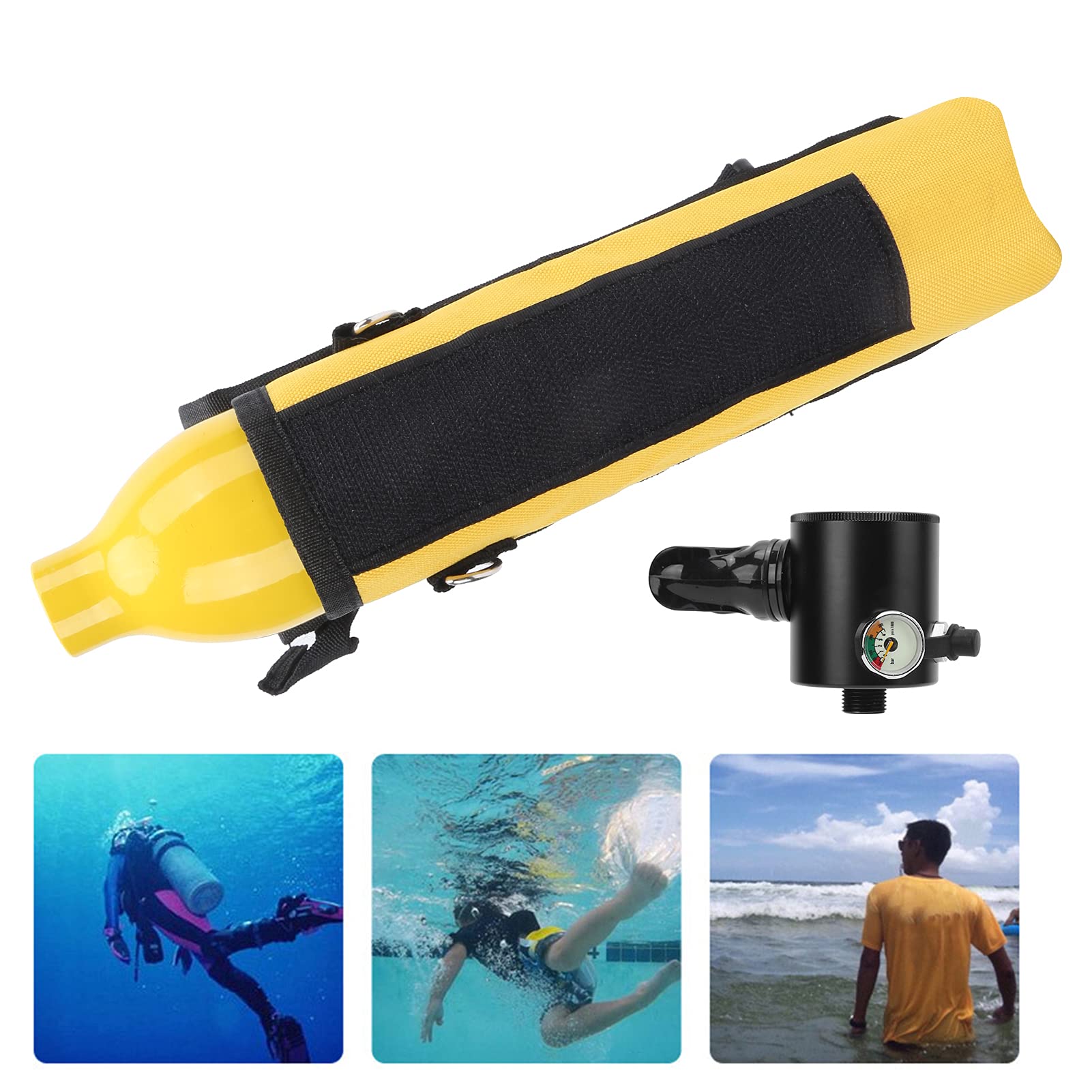 SUNGOOYUE Bouteille D'oxygène sous-Marine, Bouteille D'oxygène de Plongée avec Reniflard de Réservoir de Plongée de 0,5 L avec Sac de Rangement pour Valve Respiratoire