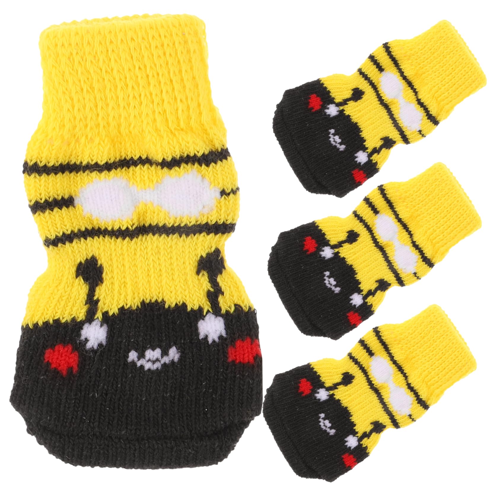 ibasenice 4Pcs Slip Pet Socks for Dogs Breathable Cotton Paw Protectors Washable Winter Warmth Cute Portable Dog Socks for Indoor and Outdoor Use