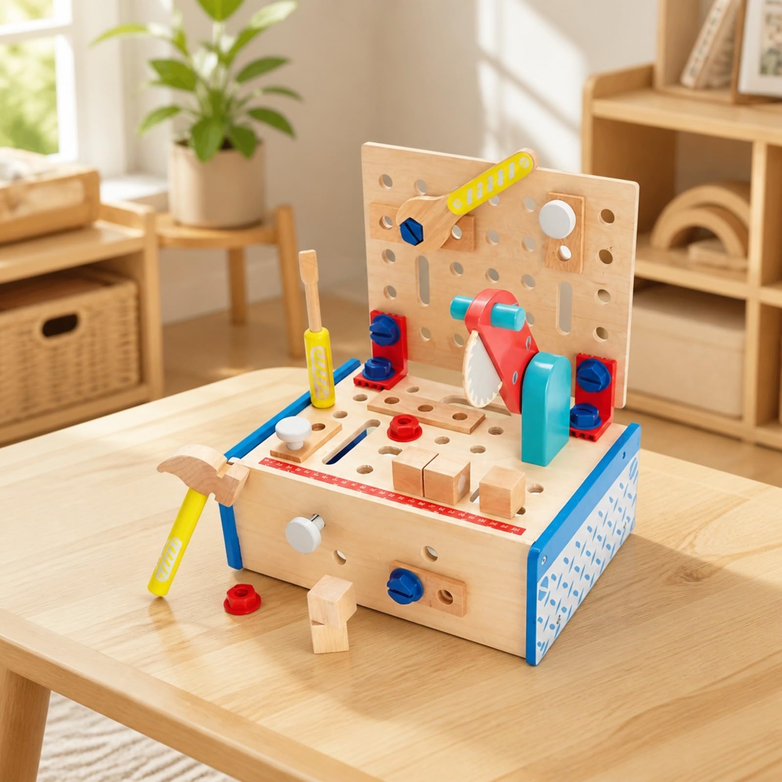 predolo Officina Finta in Legno Educativo Giocattolo di Attrezzi in Legno Interattivo Gioco di Abilità con Attrezzi per Bambini Piccoli, Stile C