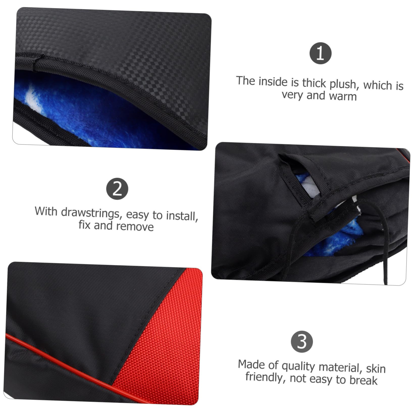 Guanti Manubrio Moto Invernali 1 Paio in Pelle Pu Nero | Peluche Interno, Coulisse, Facile da Rimuovere, Rainproof, per Scooter e Motorbike Colore Casuale