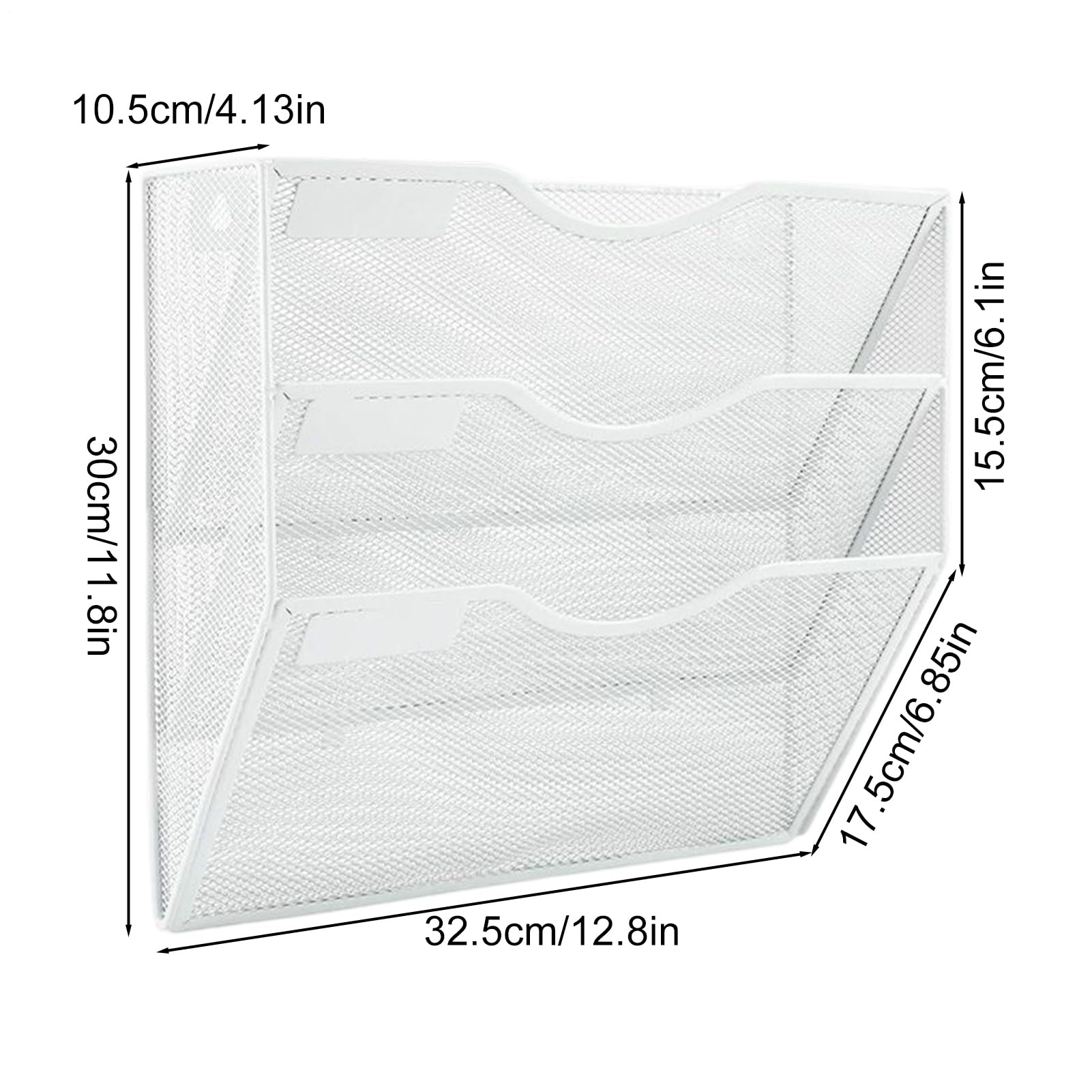 Organizer per documenti da parete, scaffale metallico a 3 livelli con