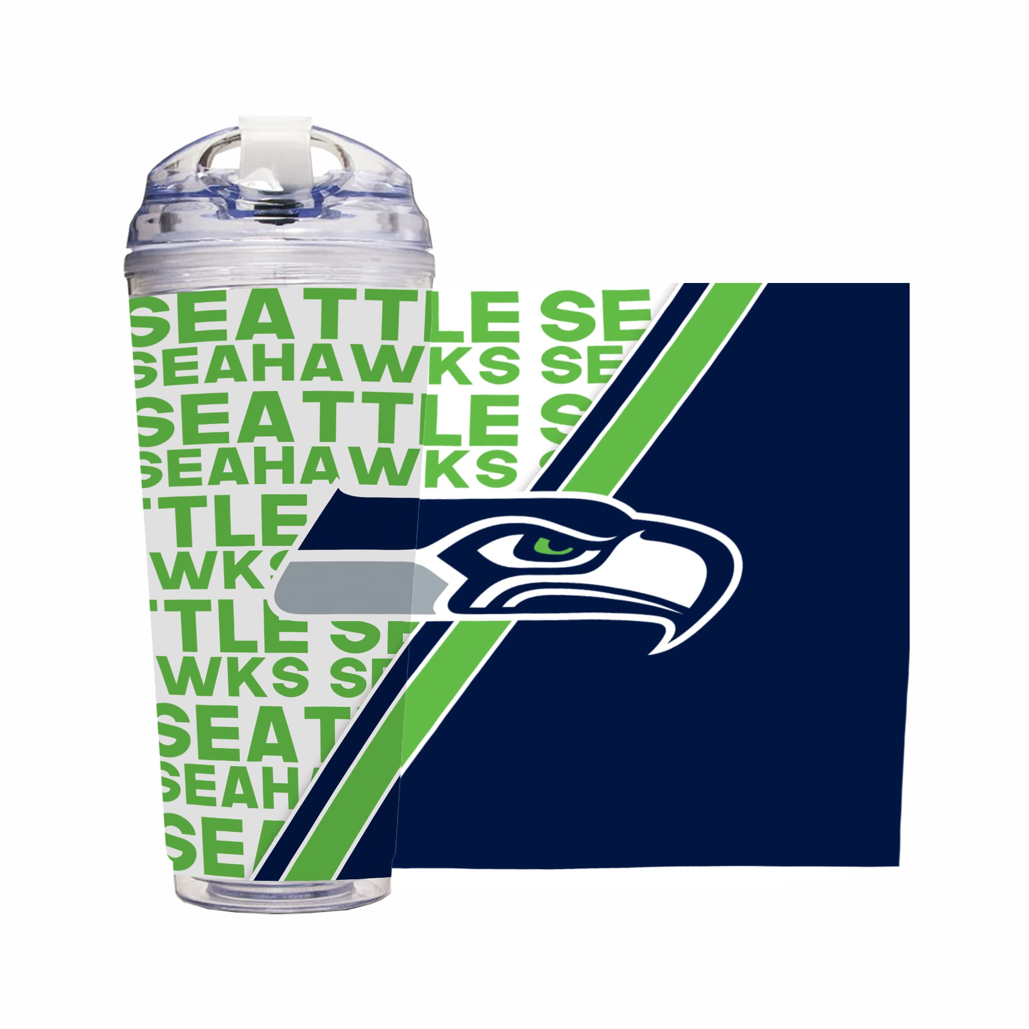 Photo 1 of Rico Industries NFL Football Seattle Seahawks 24oz Acrylic Tumbler with Hinged Lid