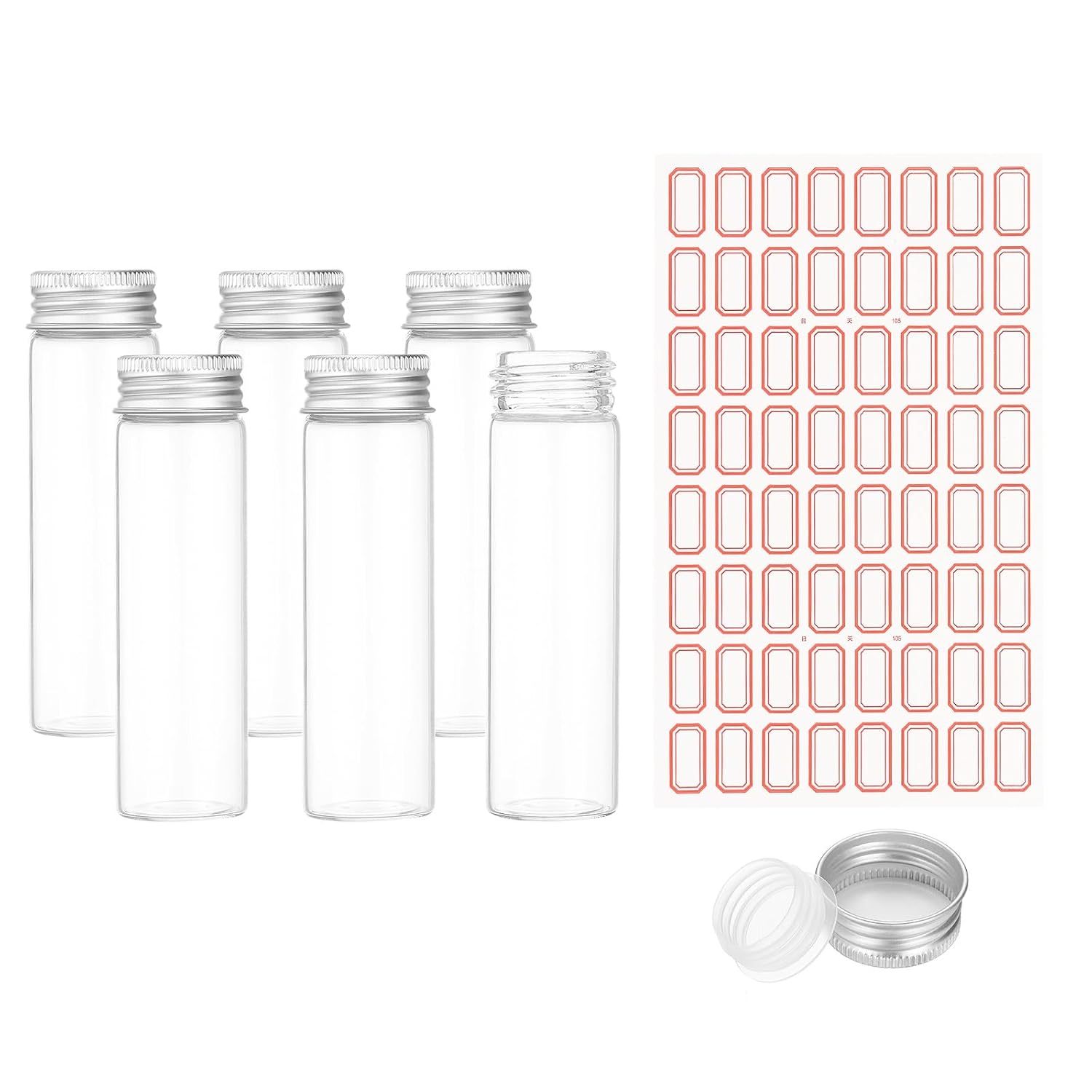 PATIKIL 30ml Test Tubes with Caps, 6Pcs 22x120mm Glass Clear Flat Bottom Test Tube Containers with Plastic Cap for Bead Party Candy Bath Salt Storage Scientific Experiment Plant(Black)