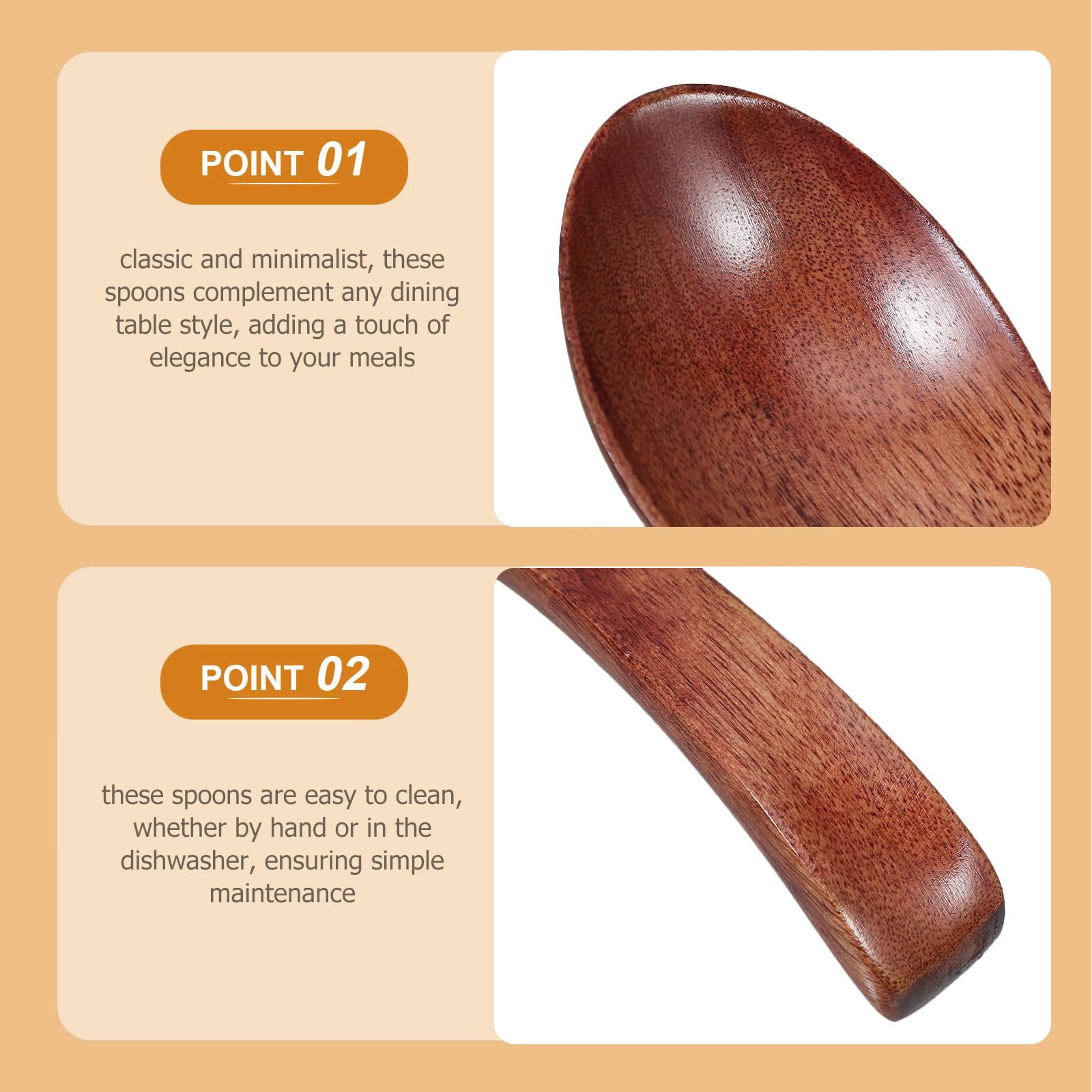 Housoutil Set da 5 Cucchiai in Legno Stile Giapponese Manico per Servire e Cucinare, Facile da Pulire e Versatile, Design Elegante Marrone per Uso Quotidiano in Cucina