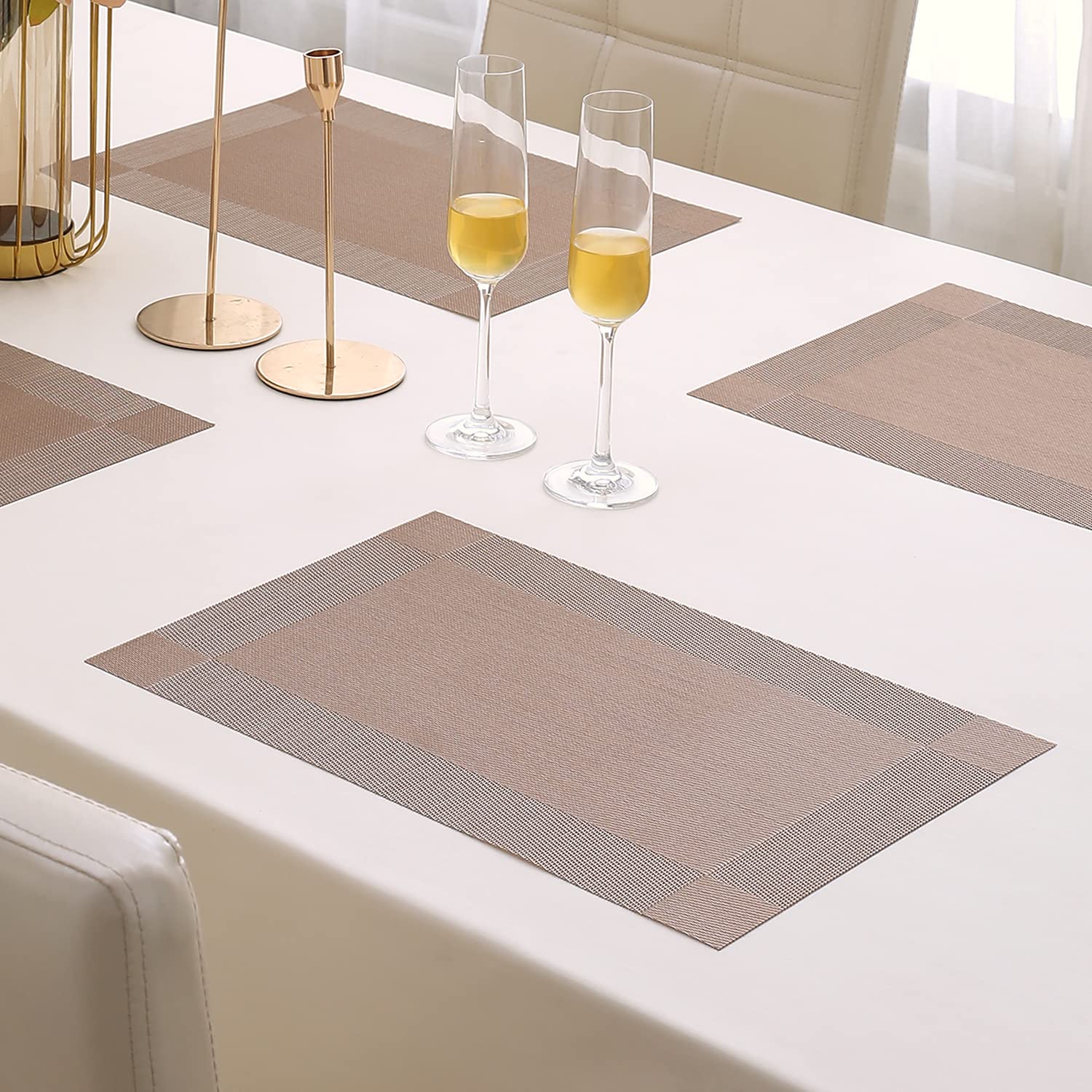 HOKIPO PVC Set of 4 Placemats for Dining Table - 45x30 cm (AR3264) Copper Brown