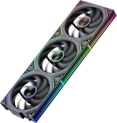 TZMRIT Interstellar-V2SE-Ultra 120mm PC Fan, ARGB PWM 2000RPM / 55CFM Airflow, Forward and Reverse Blade Design, Precision HDB Bearing, High Performance Unit PC Fan, Modular Daisy Chain (BKRF) - 1