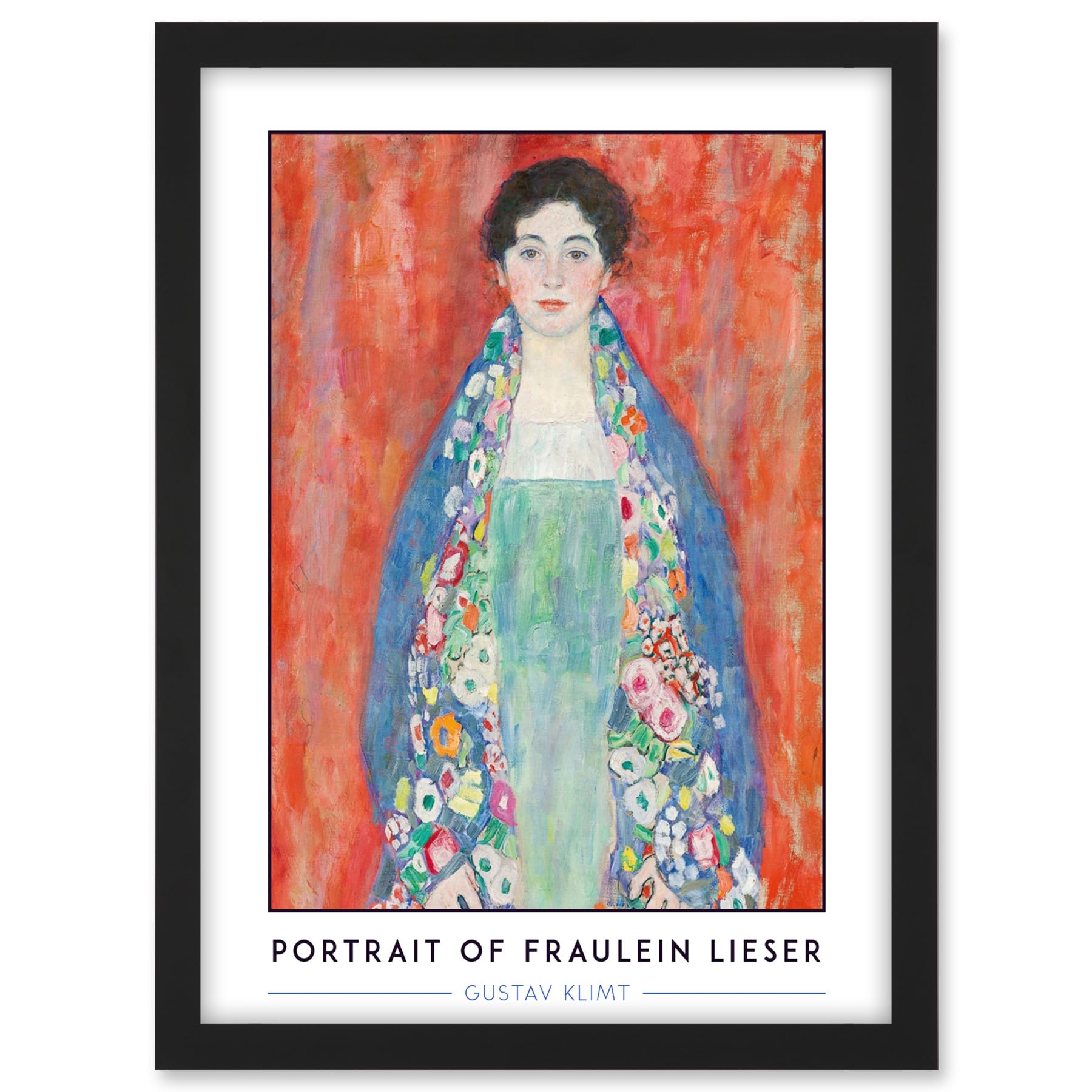 Artery8 Framed Black A3 Gustav Klimt Lost Painting Portrait Of Fraulein Lieser Reproduction Vintage Artwork Framed A3 Wall Art Print